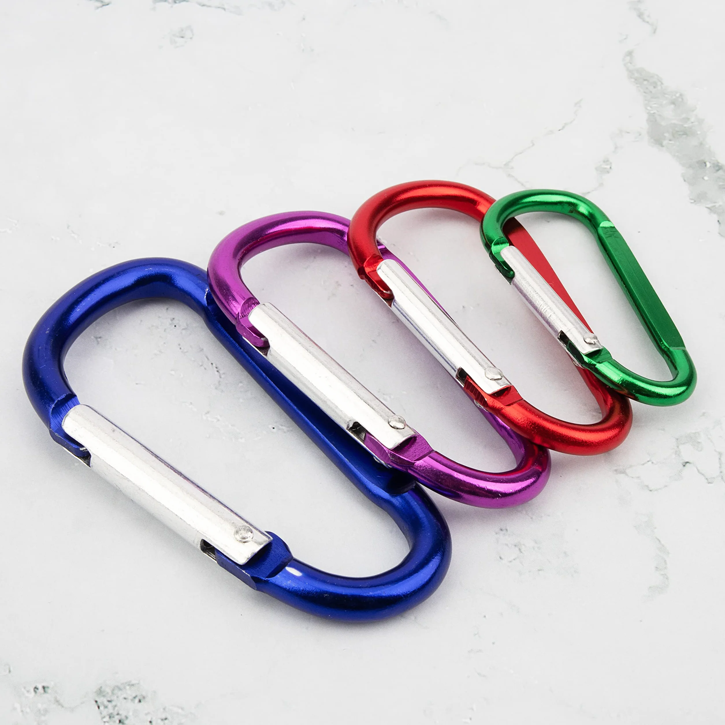 Lot de 10 mousquetons en Aluminium avec Anneau en D 2,4 x 4,8 cm pour clés, sac à dos, chien