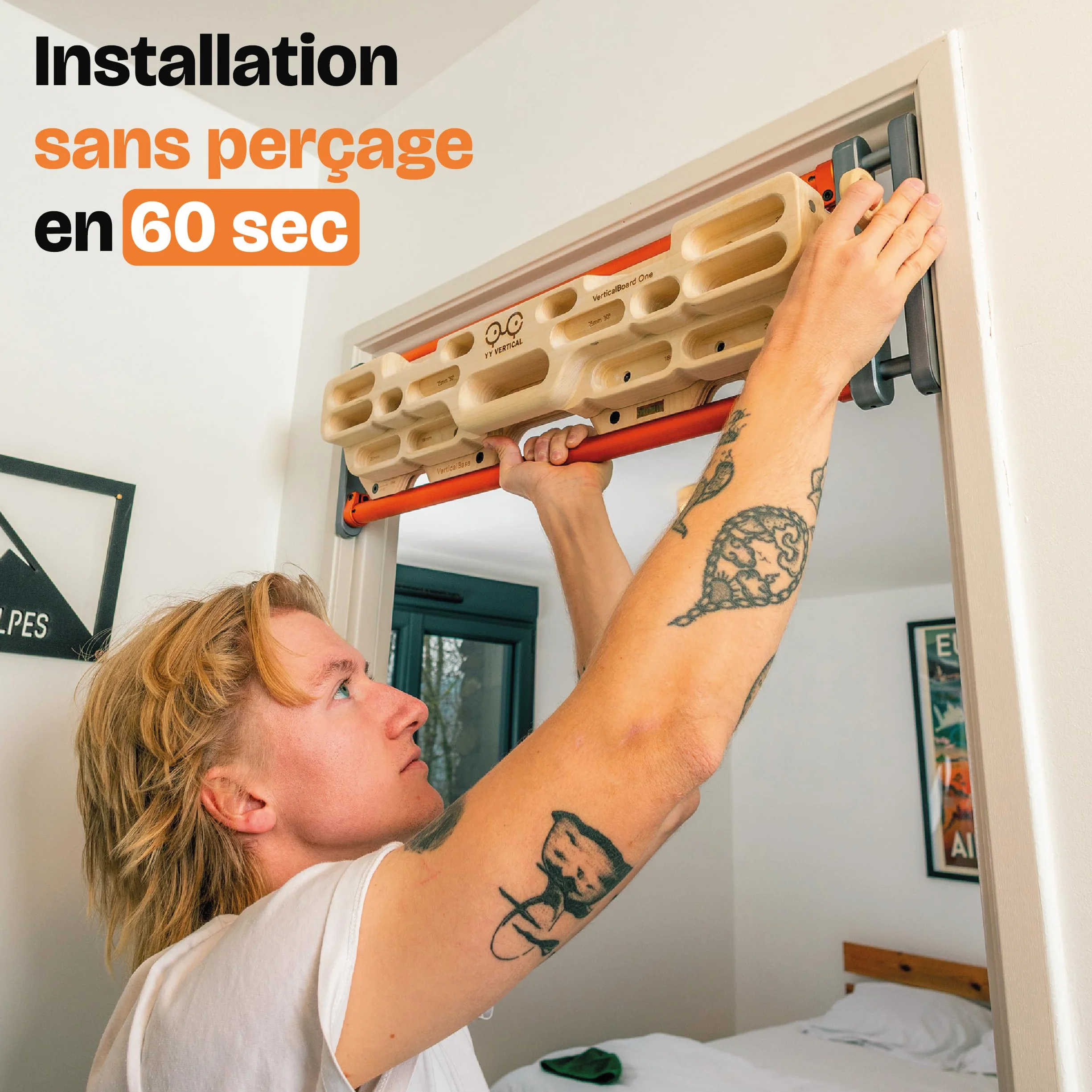 YY Vertical - VerticalBase, Le Support idéal pour Les poutres d'escalade, Installation sur Porte, pour l'entraînement à la Maison ou en intérieur