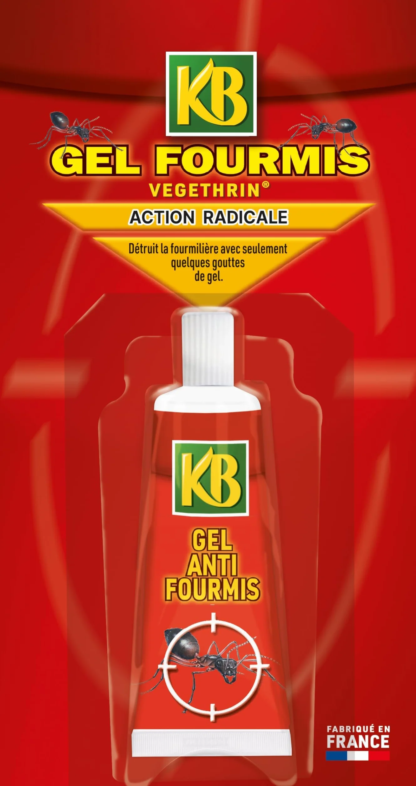 Anti-Fourmis Tube Gel 20 g - Matière active à base de plante - Élimine les fourmilières et fourmis noires - Fabriqué en France