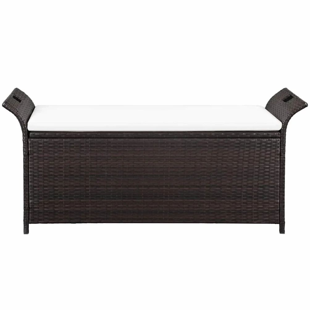 Banc de jardin 138 cm Résine tressée Marron avec coussin
