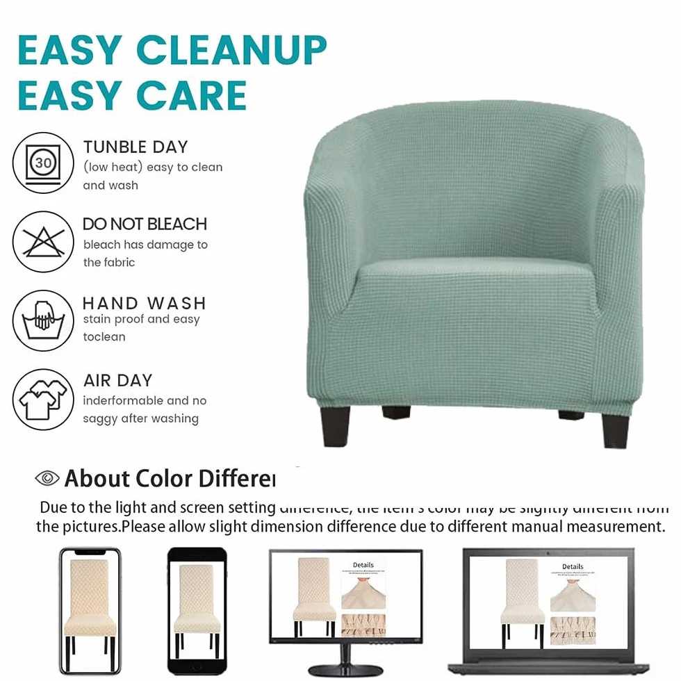Extensible Housse de Fauteuil Chesterfield Jacquard Couleur Unie 1 Place Canapé Salon Club Facile à Installer Couverture (Noir)
