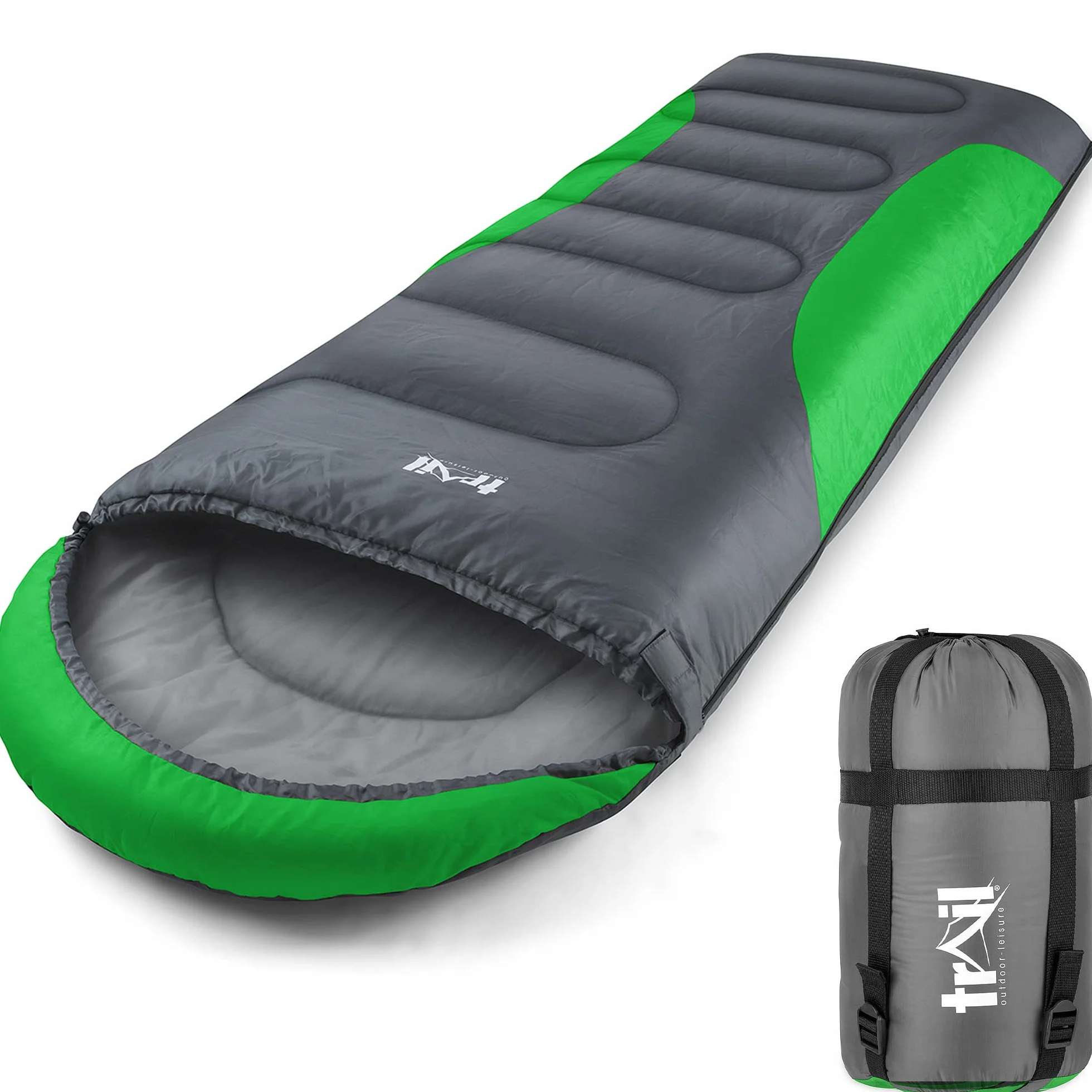 Trail Sac de Couchage Alpine avec Capuche de 250 g (3 Saisons) – Sac de Couchage Adulte Léger avec Capuche et Sac de Rangement