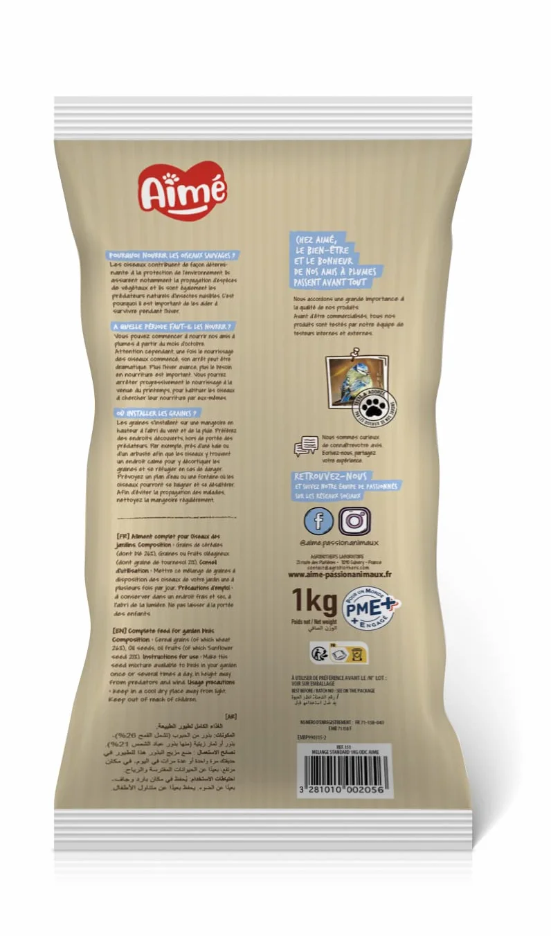Aime Nourriture pour Oiseaux Mélange de Graines 1 KG
