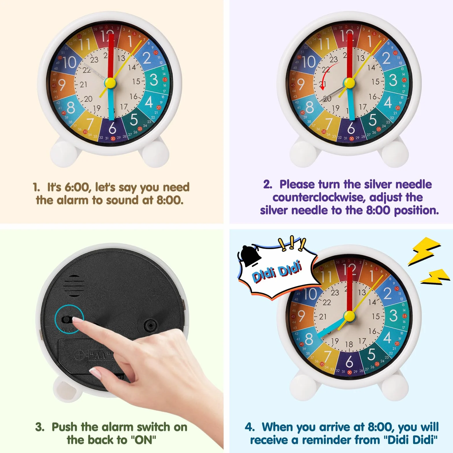 Réveil Enfant Numérique Silencieux Apprentissage Horloge 3in coloré
