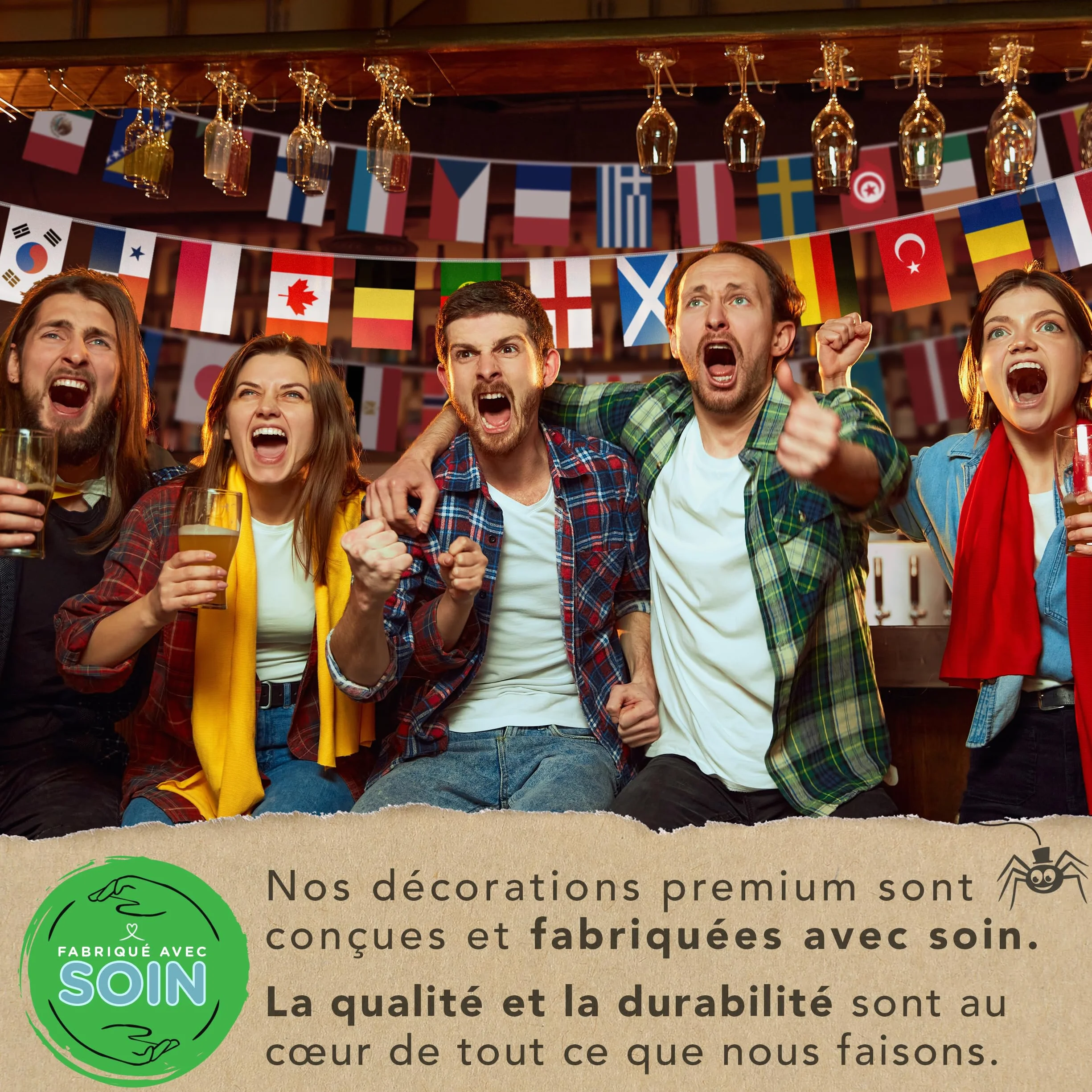 Lot de 2 fanions réutilisables de qualité supérieure pour la coupe du monde de football 2026 – Décorations de la coupe du monde de football 2026 – Vu à la télévision, bannière en polyester de qualité