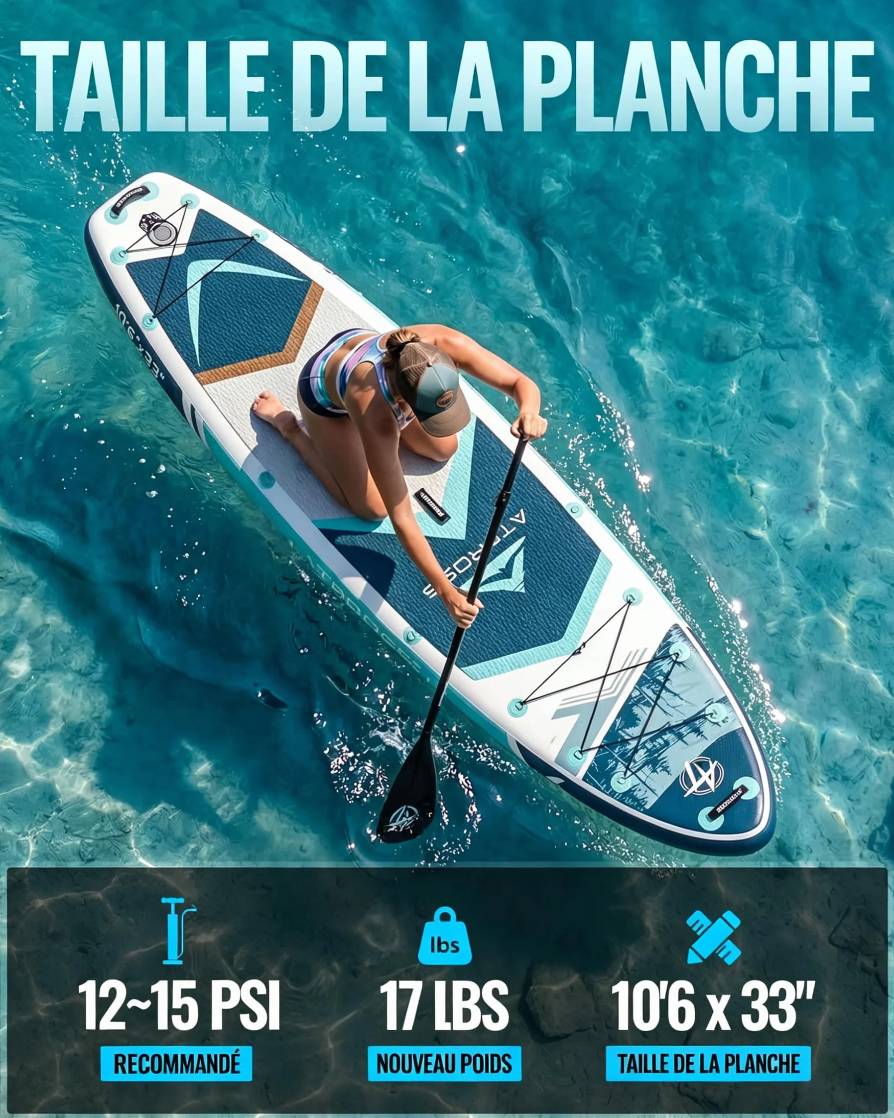 Stand Up Paddle Gonflable Adulte avec Siège Kayak & Accessoires, 320x84cm Planche de Sup Extra Large pour 2 Personnes, Charge 200kg, Kayak Gonflable 2 Places Stable et Antidérapant pour Surf