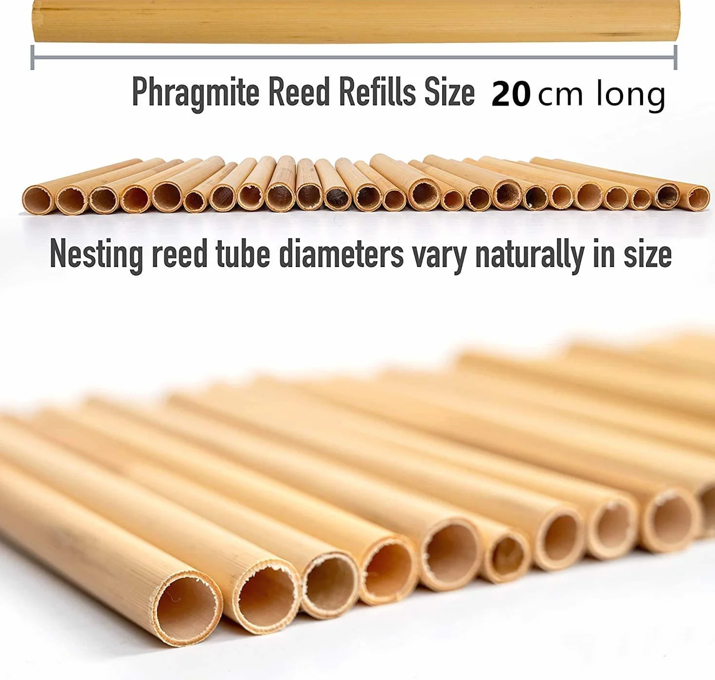 Pailles de blé, tubes de roseau et bambou 20 cm - Matériau de remplissage pour hôtel à insectes, abeilles sauvages