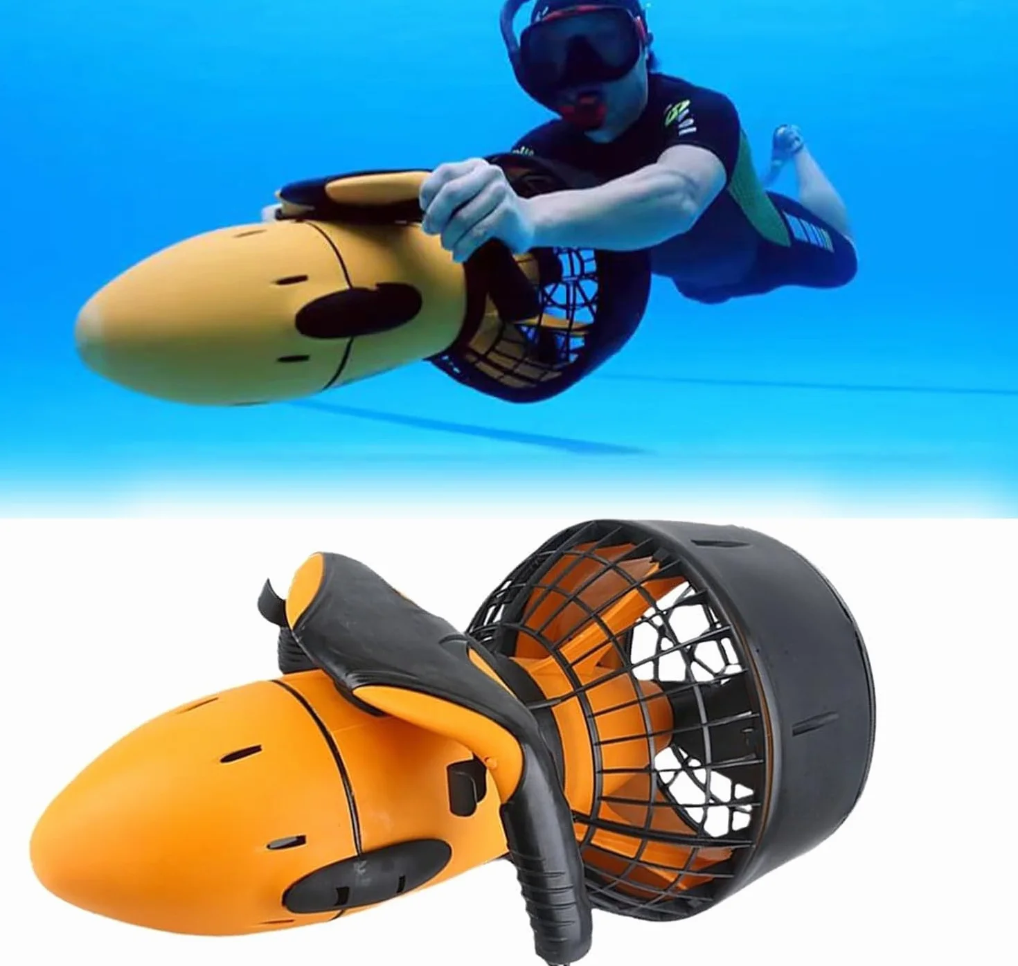 Scooter aquatique pour adultes et enfants,propulseur de natation et de plongée,scooter sous-marin, ensemble de propulseurs sous-marins, scooter de mer de plongée avec tuba,Orange