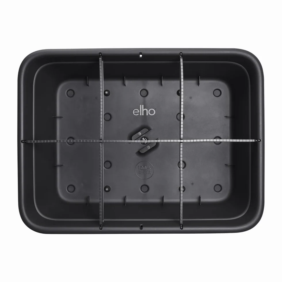 Elho Green Basics Grow Garden I Plateau de Semis Jardinière d'Herbes Plastique Recyclé 76.3 x 57.4 x 26.8 cm Noir