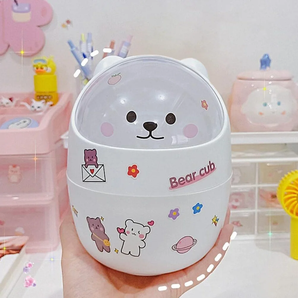 LOVIVER Mini Poubelle avec Couvercle Blanche Bureau Maison Chambre