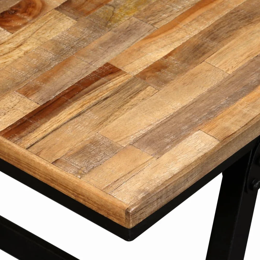 Banc Teck de récupération et acier 160 x 35 x 45 cm