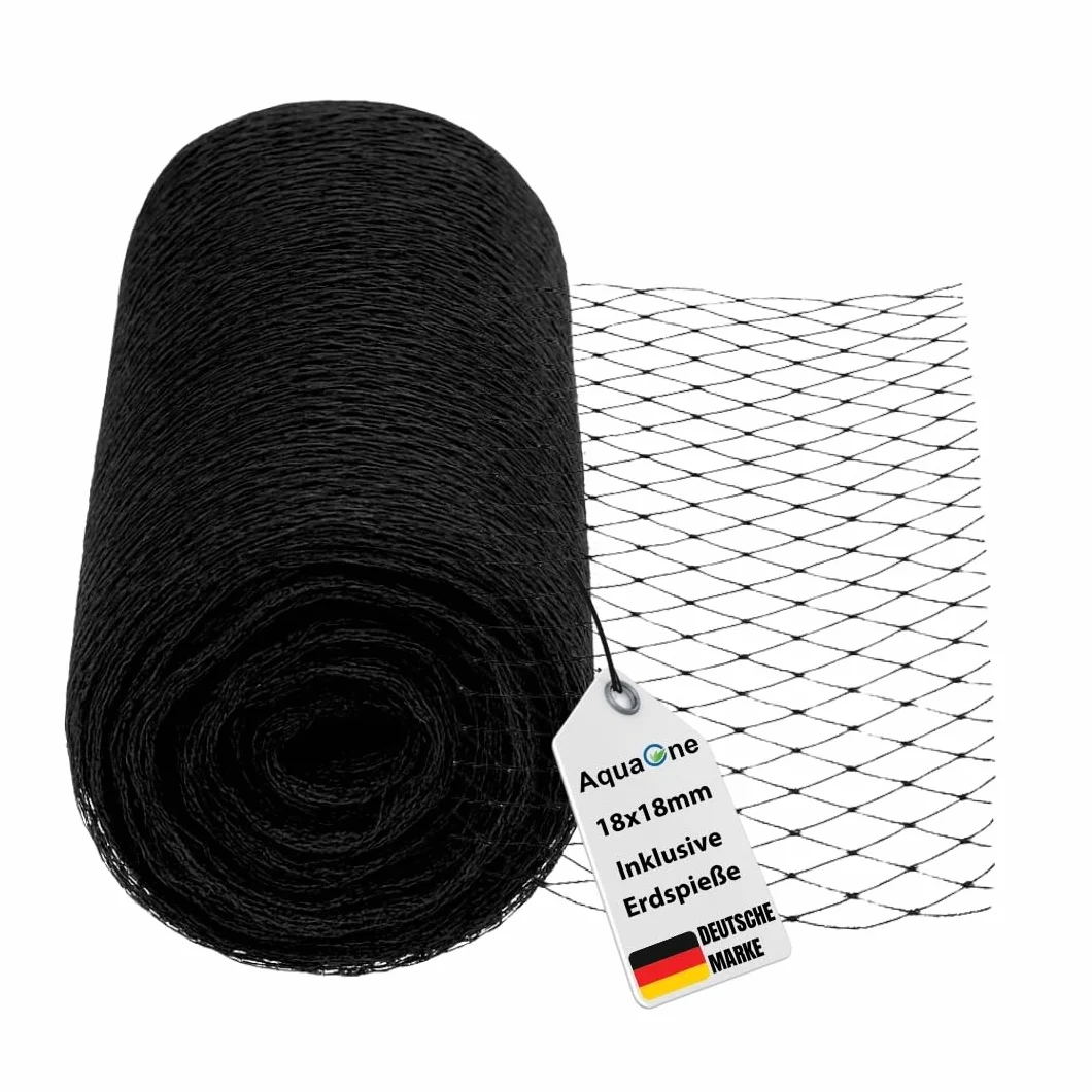 AquaOne Filet de bassin à mailles fines 6 x 10 m - Filet de protection pour étang de jardin noir