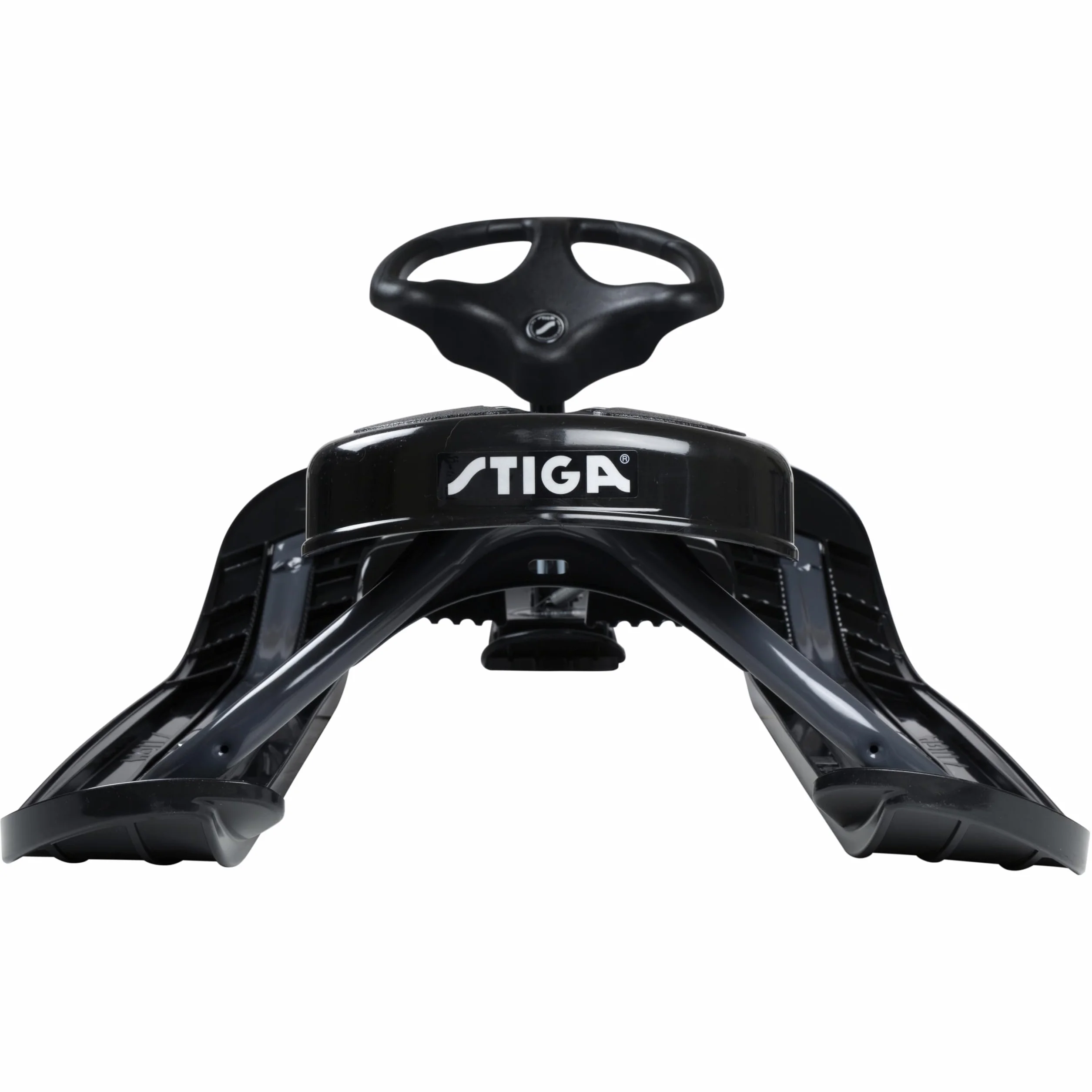 STIGA Snowracer Curve – Luge avec Volant, Frein et Ski Incurvé – pour Enfants et Adultes – Cadre en Acier Solide – Facile à Manœuvrer – Poids Max 90 kg, Gris