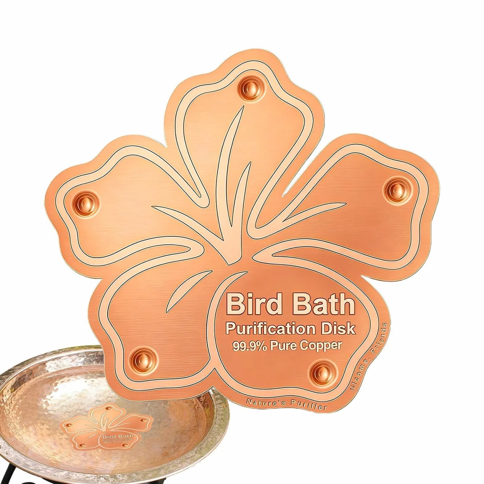 Disque en Cuivre pour Bain d'oiseaux, Accessoire Purificateur d'eau pour Jardin