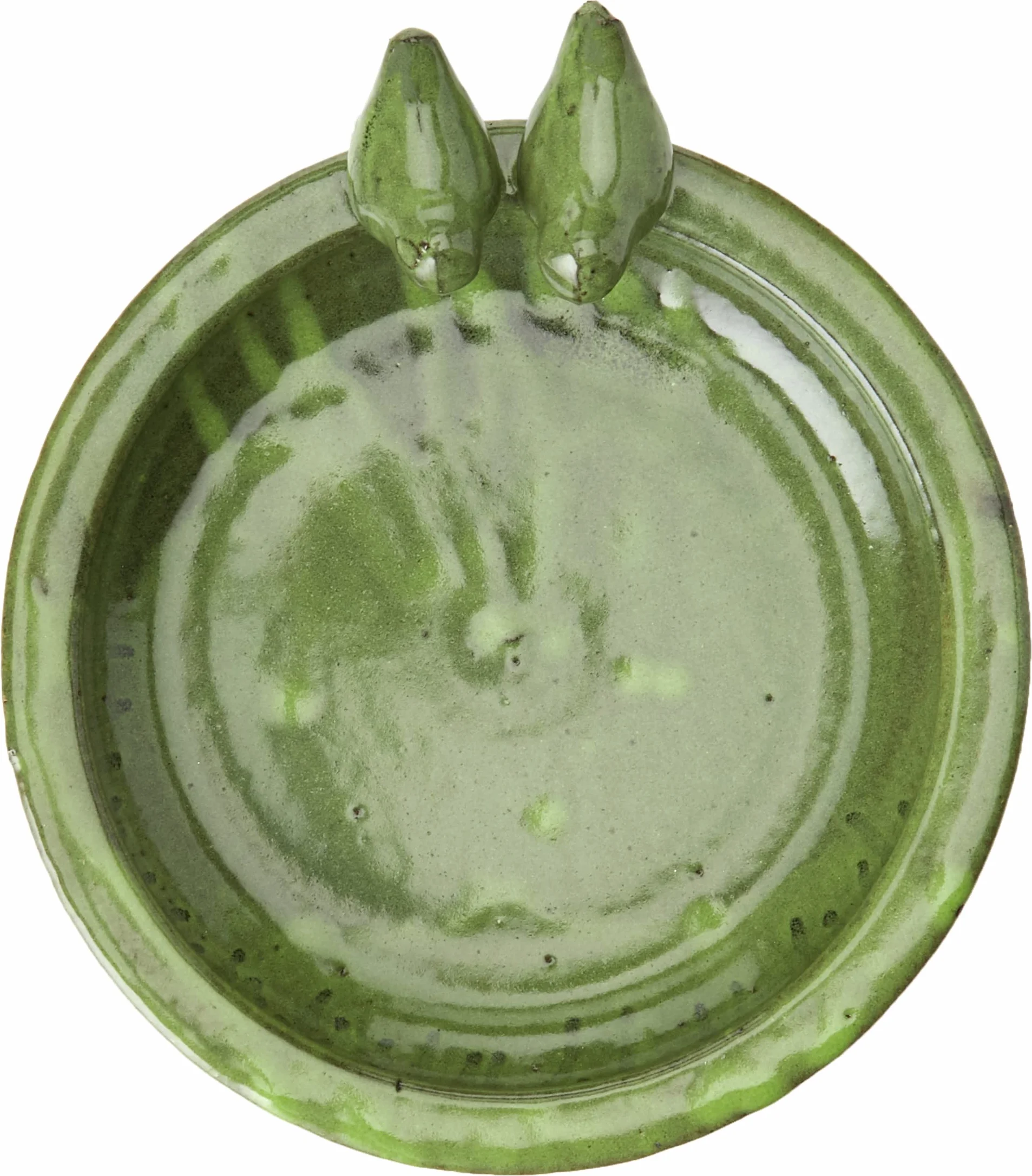 Esschert Design FB489 Bain d'oiseau Rond en céramique Vert 10,9 x 32,9 x 30,7 cm