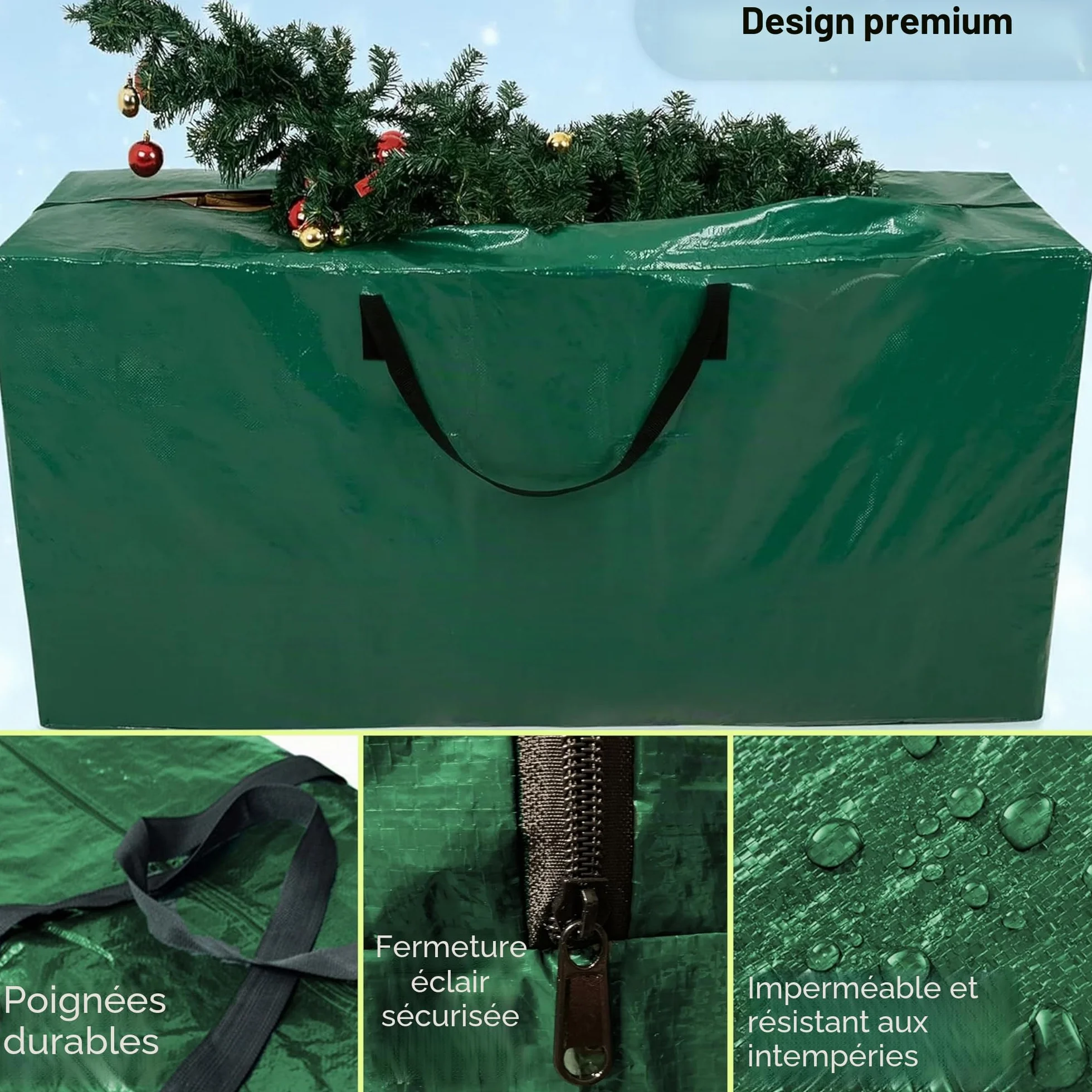 ARSUK Sac de rangement pour sapin de Noël 1,8 m 2,1 m extra large poignées renforcées double fermeture éclair