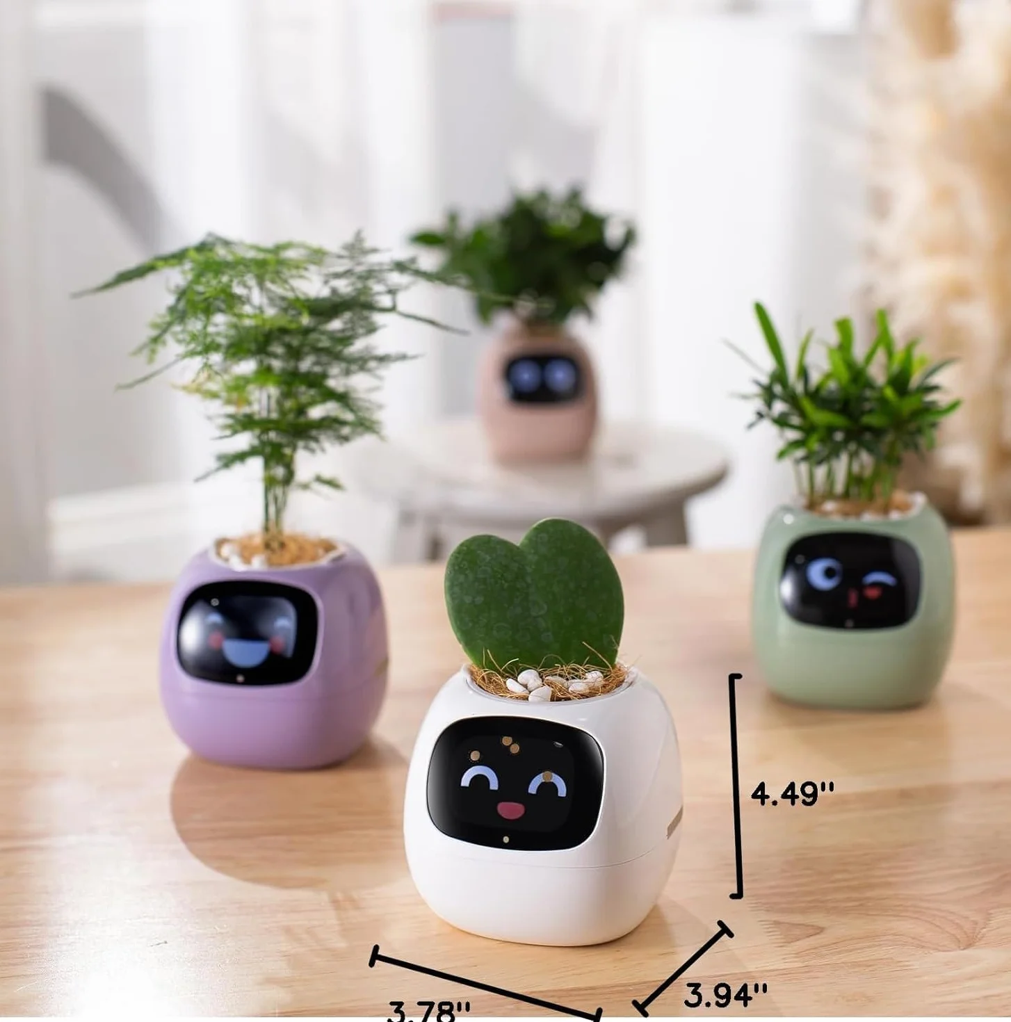 Ivy AI Pot de fleurs intelligent pour décoration de la maison, robot d'entretien des plantes (Vert)