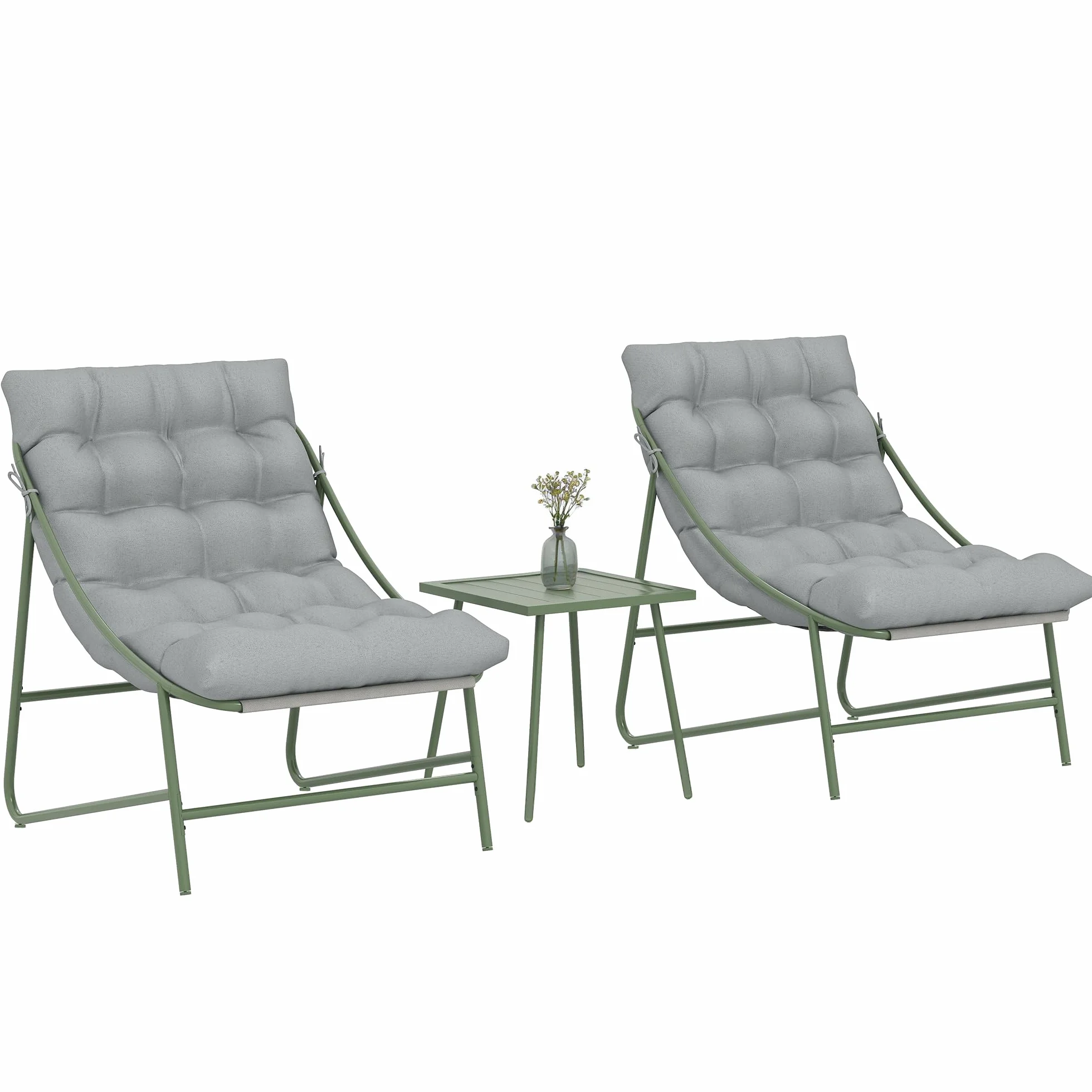 Outsunny Salon de Jardin 3 pièces 2 Personnes avec Table Basse Gris Clair