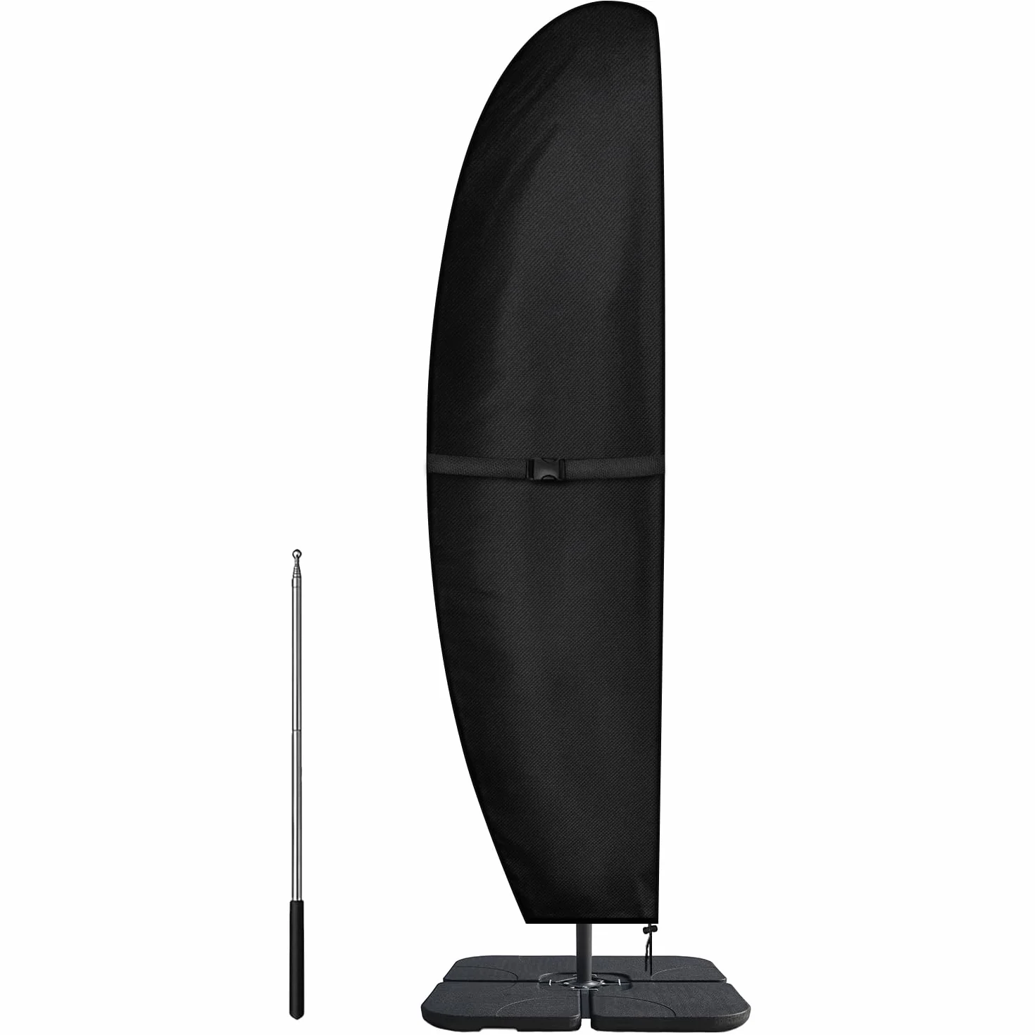 Housse Parasol Déporté Imperméable 3-4m Oxford 420D Anti-UV Noir 265x70/50cm