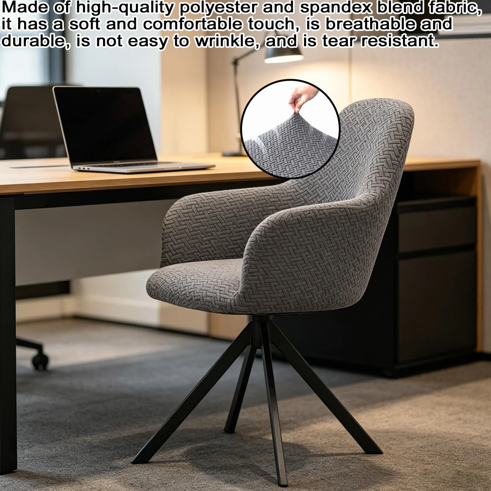 Housses de chaise extensibles avec accoudoirs, lot de 2, amovibles lavables, design décoratif universel pour salle à manger