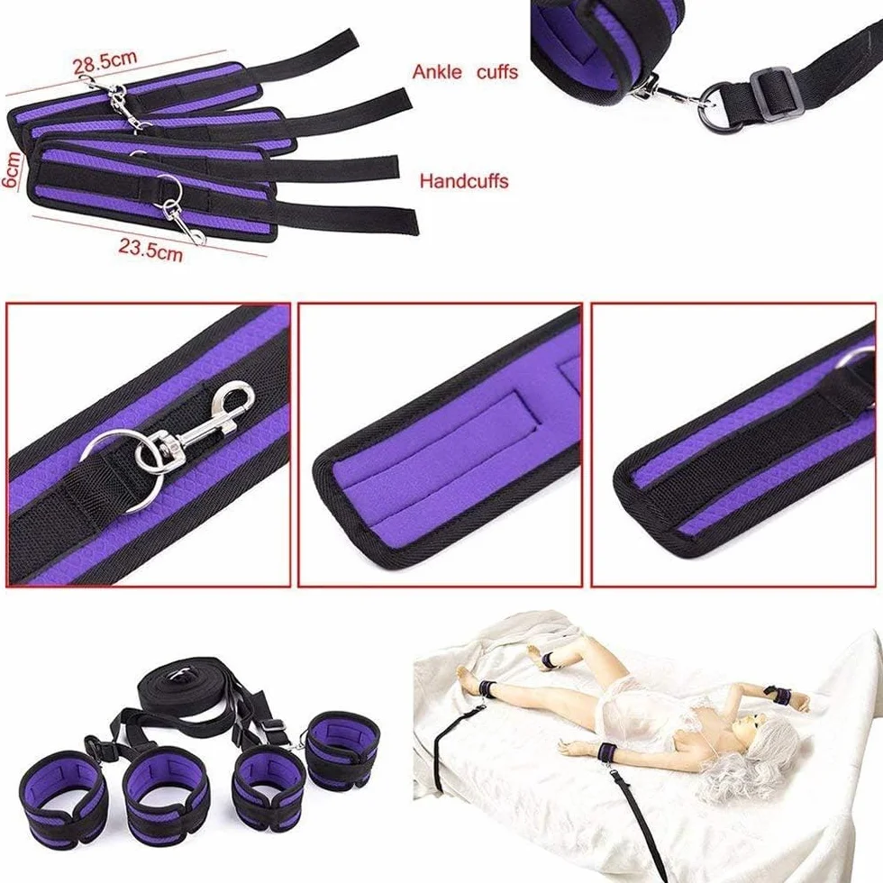 Sangle fixe double sport pour lit violet, sangle extensible à longueur réglable
