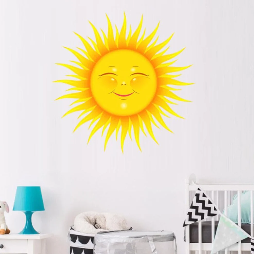 Veemoon Autocollants Muraux Soleil Cartoon PVC Chambre Enfant Décoration Facile Appliquer Enlever Sans Résidu Salon Cuisine