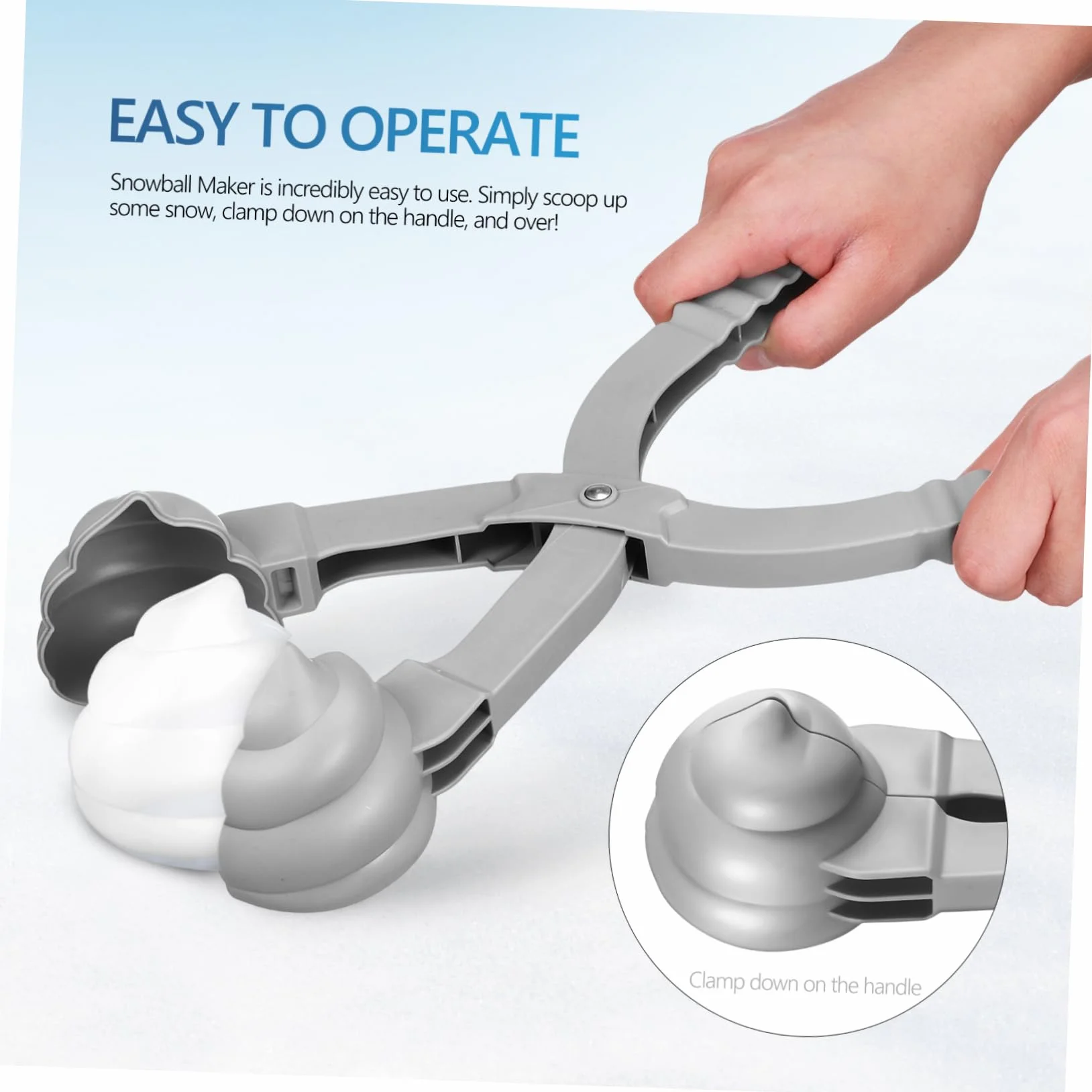 Lot de 2 Pinces à Boules de Neige Grandes en Plastique Solide pour Garçon et Filles Jouet de Neige Extérieur Polyvalent Accessoire et Jeux de Plage Couleur Aléatoire