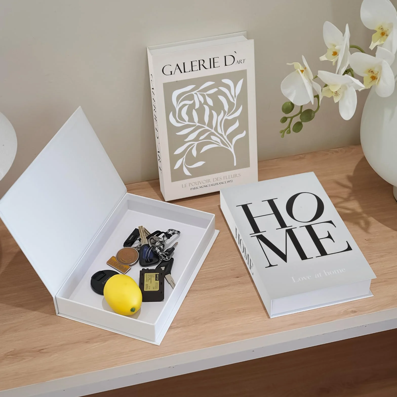 Faux Livre Decoration Magnétique Serre-Livres Empilables avec Rangement, pour Bureau Salon