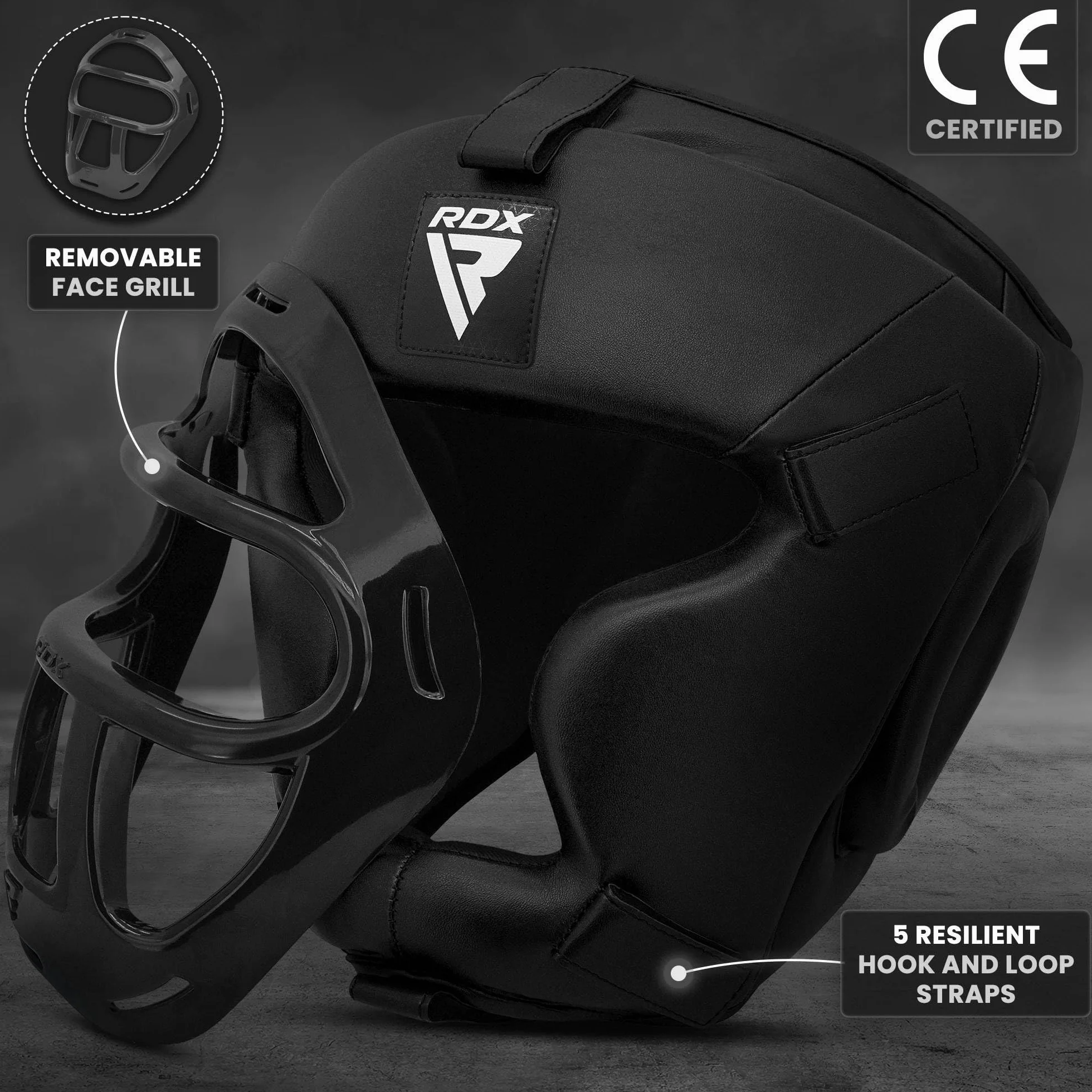 RDX Casque de Boxe MMA Entraînement Maya Hide Cuir Head Guard Grille Amovible Muay Thai