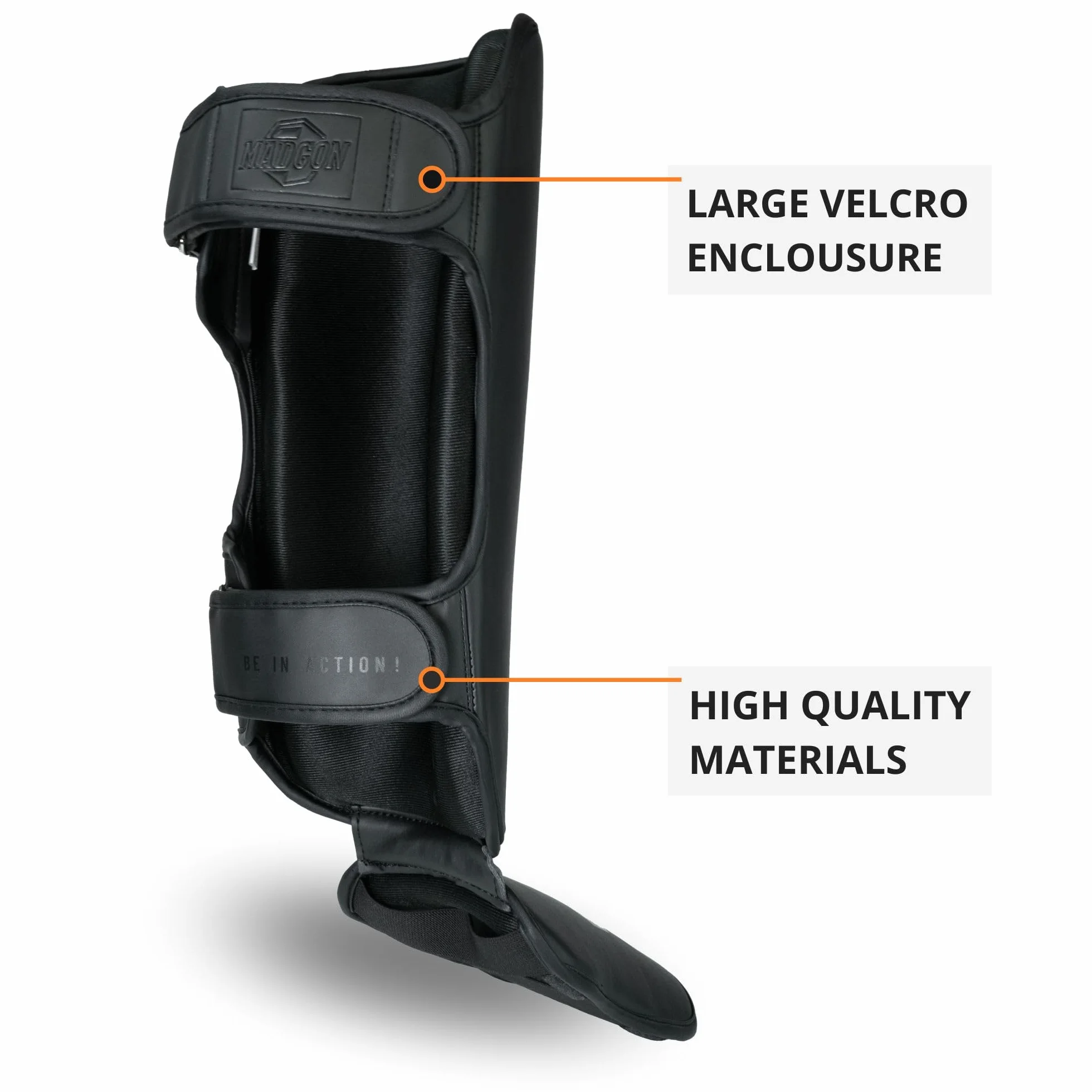 MADGON Protège Tibias Boxe à Ajustement Parfait et Rembourrage Optimal – Protège Tibia Minimisant la Transpiration Protège Tibia Boxe Thaï, et pour Arts Martiaux, MMA, Kickboxing avec Pochette
