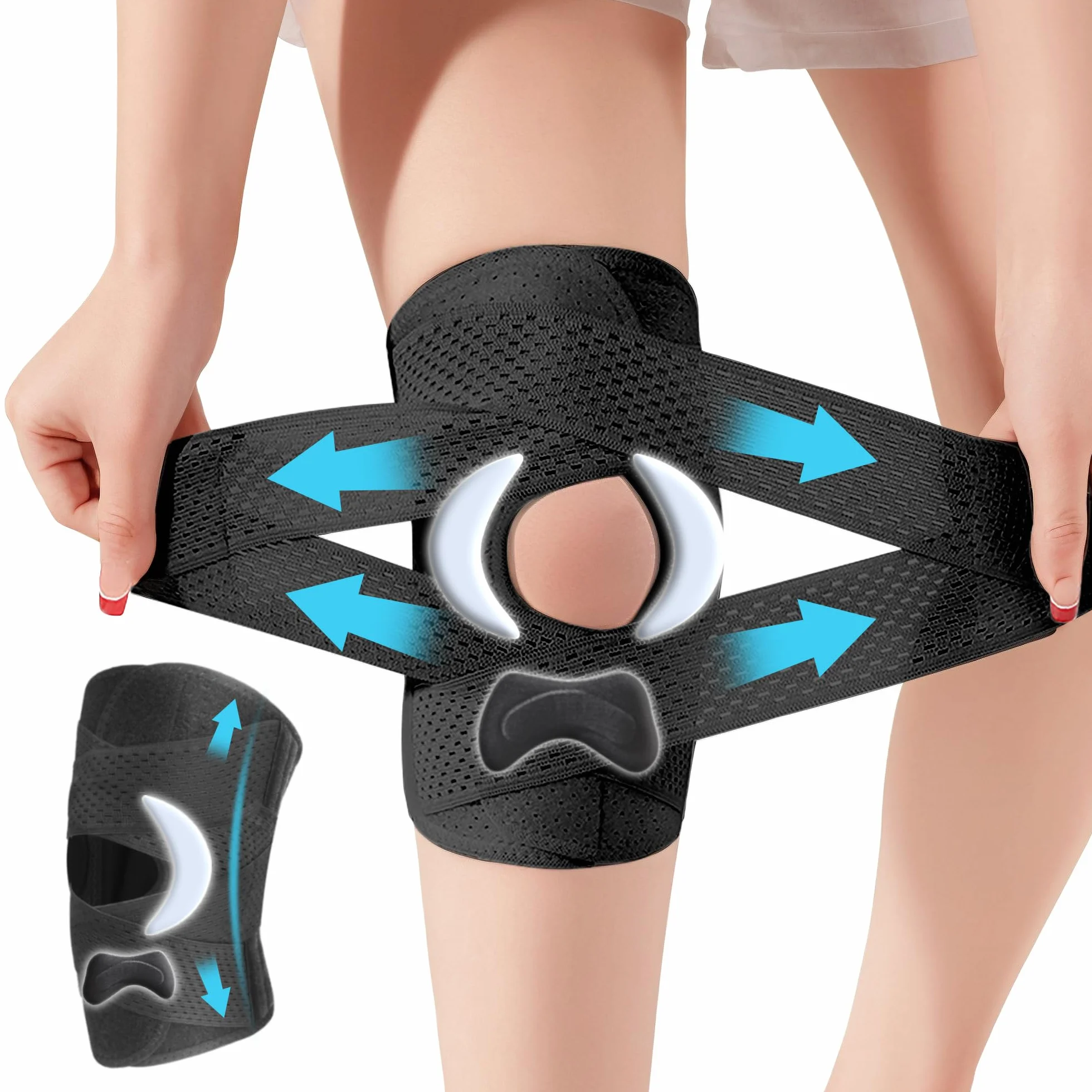 Genouillère Maintien sûr Légère Sport Sangles en V Respirante Idéale pour la Marche Rapide, la Course à Pied