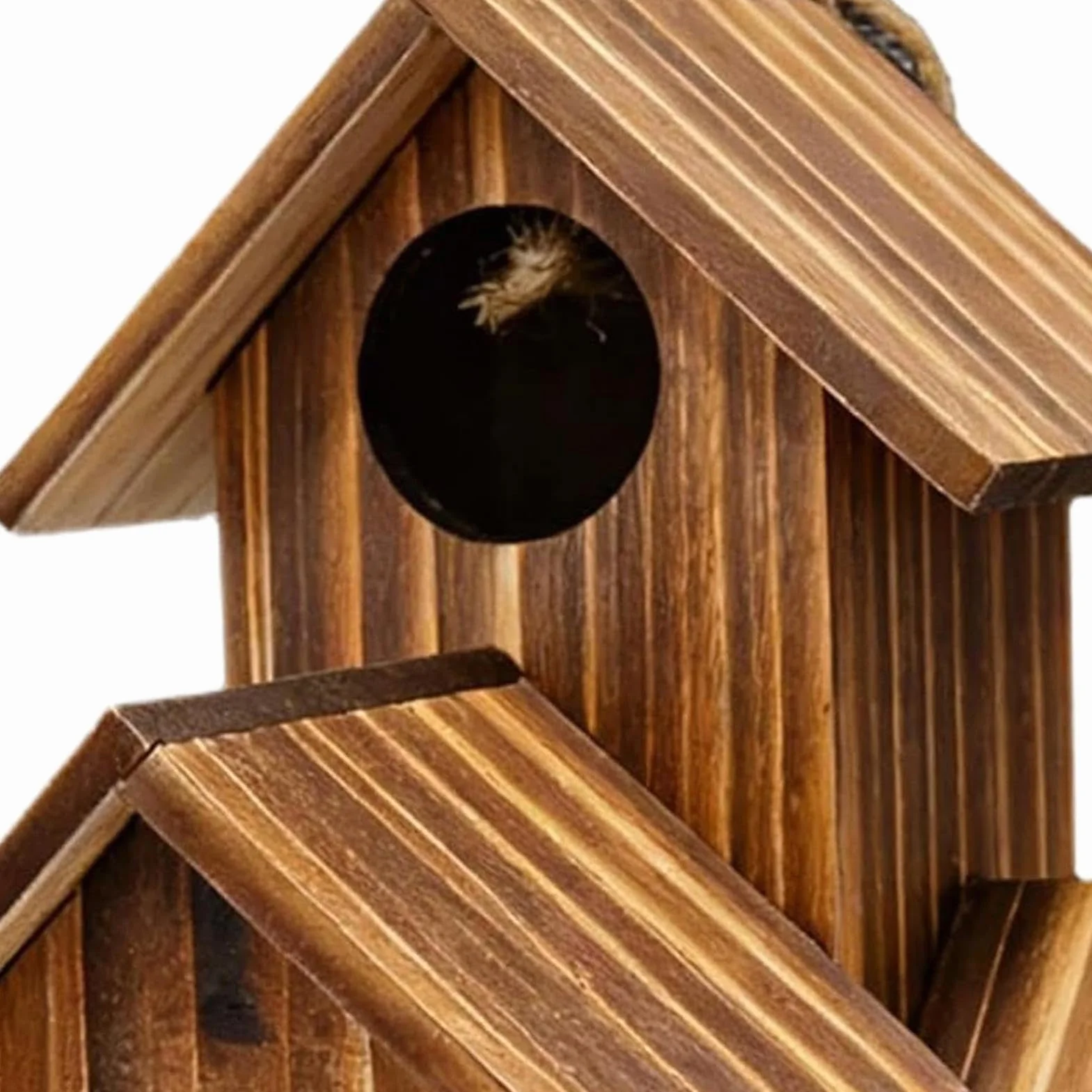 Mangeoire en bois de cèdre 25 cm résistante aux intempéries avec couvercle à charnière et fenêtre pour arbres extérieur