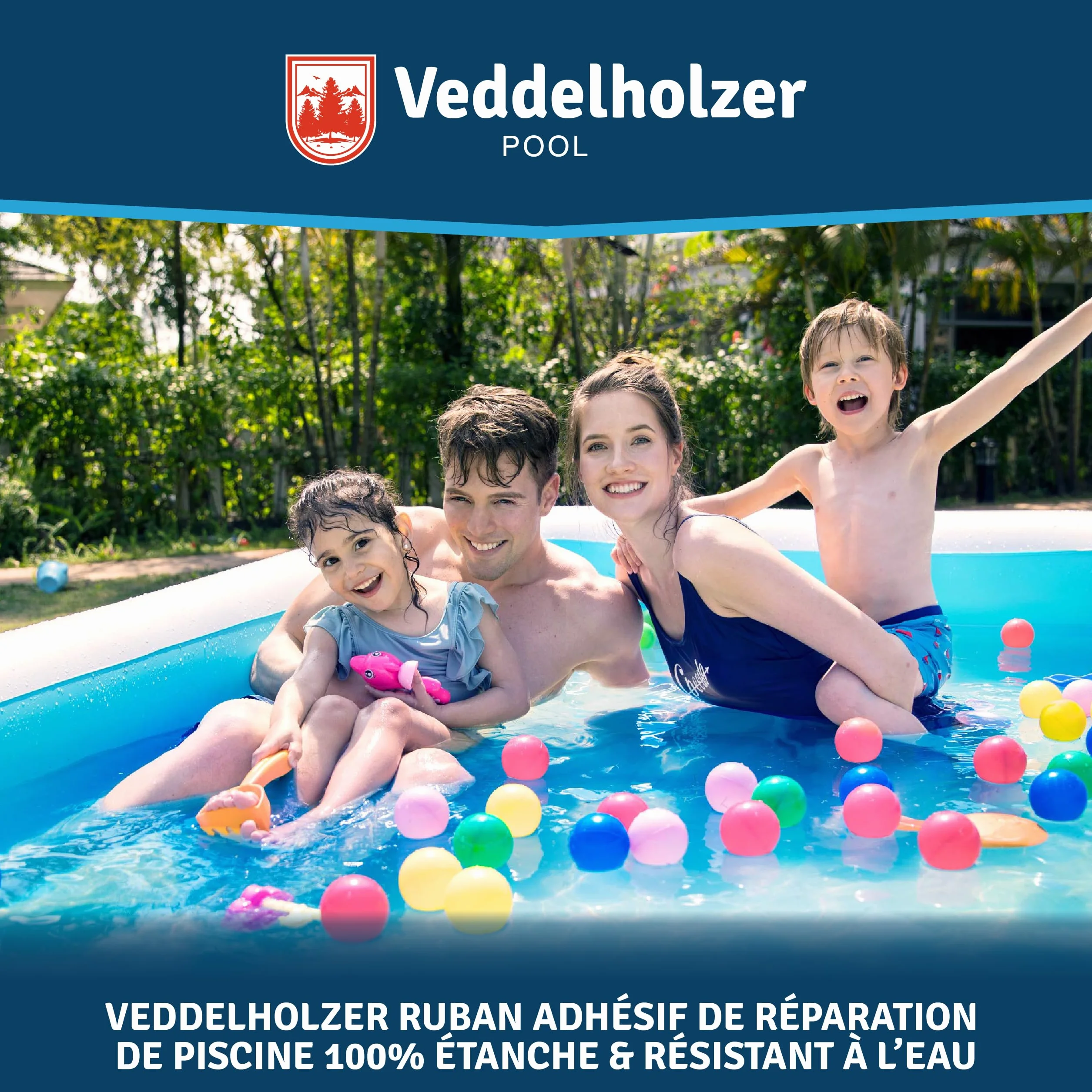 Veddelholzer Ruban d'étanchéité 10 cm x 150 cm transparent flexible pour piscine