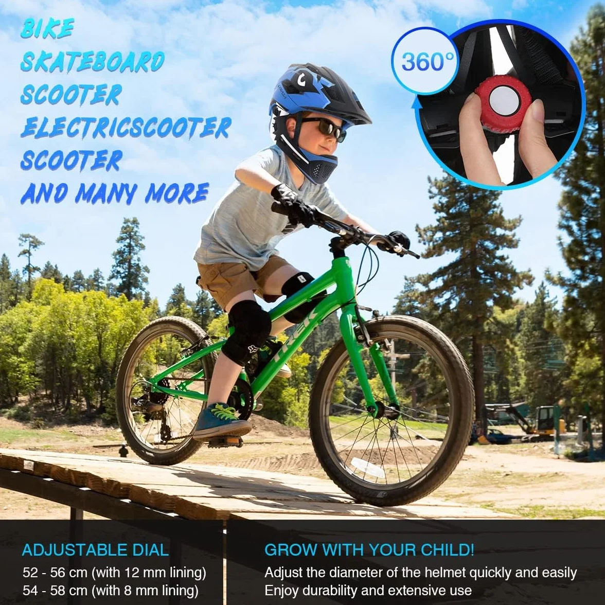 LIXADA Casques de Vélo Enfants Casque Intégral Détachable Casque de Sécurité Sportive pour Vélo Skateboarding Roller Skating roulettes