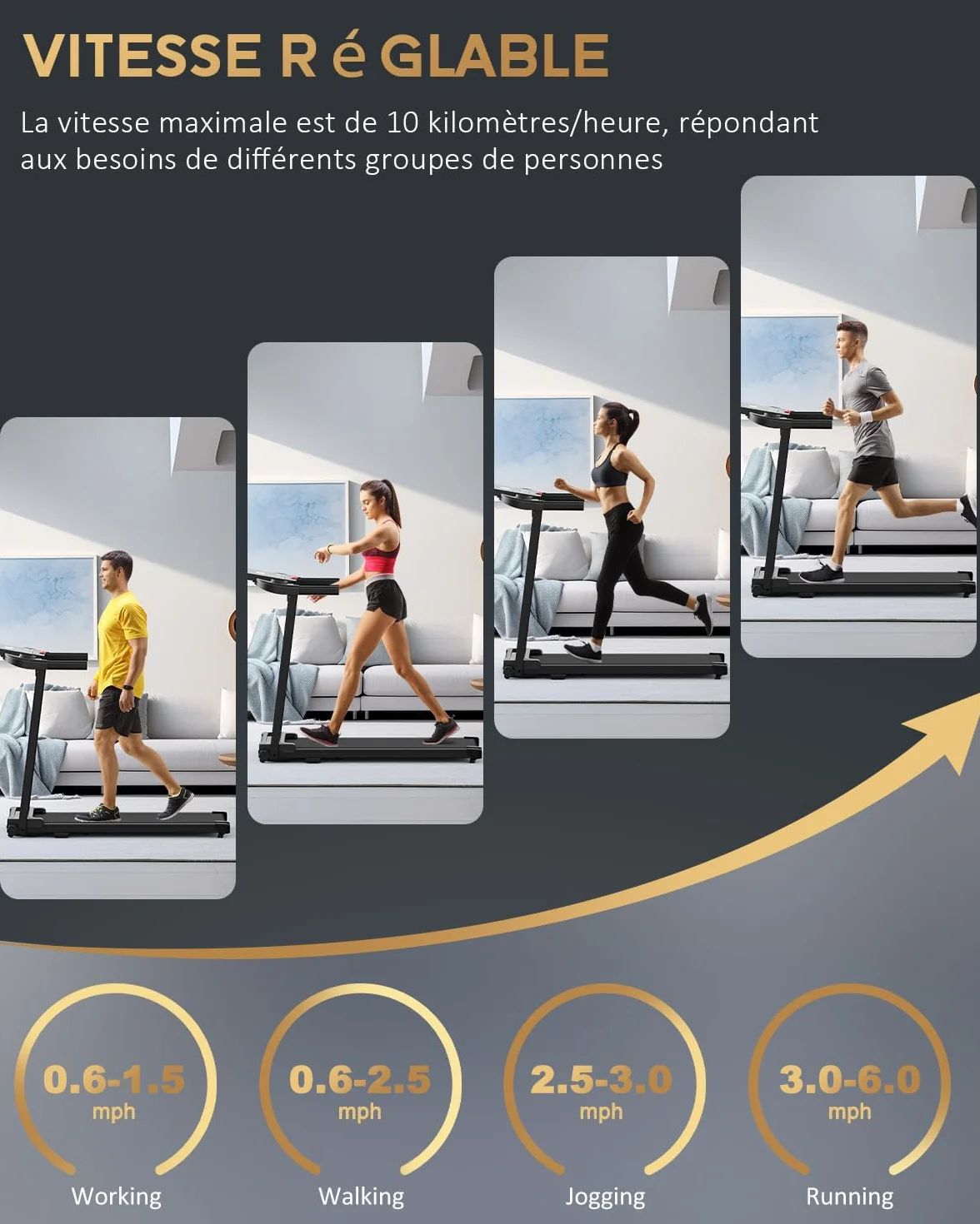 Tapis de Course Marche Pliable - Tapis de Marche Pliable Motorise Walking Pad Electrique Silencieux Tapis Roulant 10 km/h Treadmill Compact pour la Maison et Le Bureau