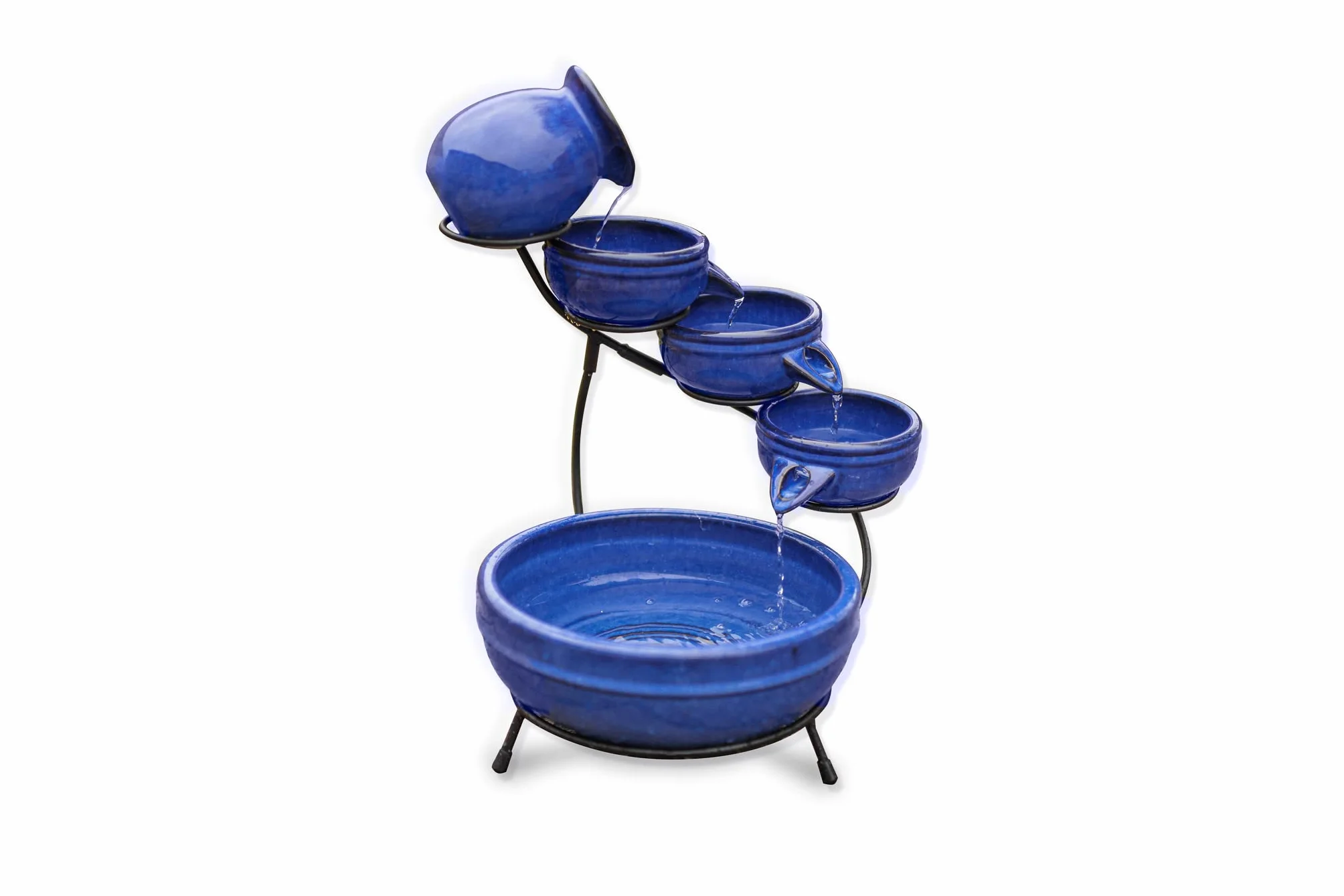 Fontaine solaire en cascade 49 cm céramique 5 niveaux basse tension jardin extérieur