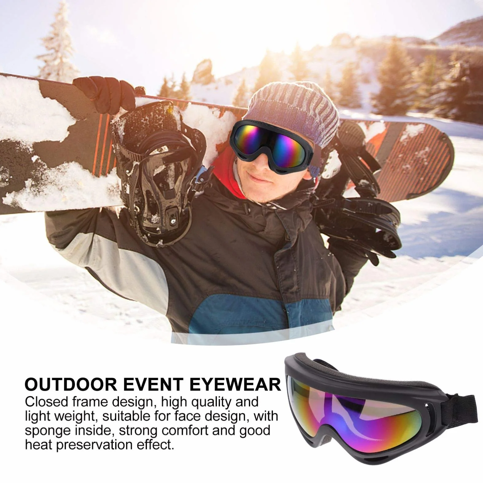Luxshiny 1 paire Lunettes de Protection Vent pour Ski Cyclisme Pours Événements Plein Air Légères et Confortables Compatible avec Divers Casques