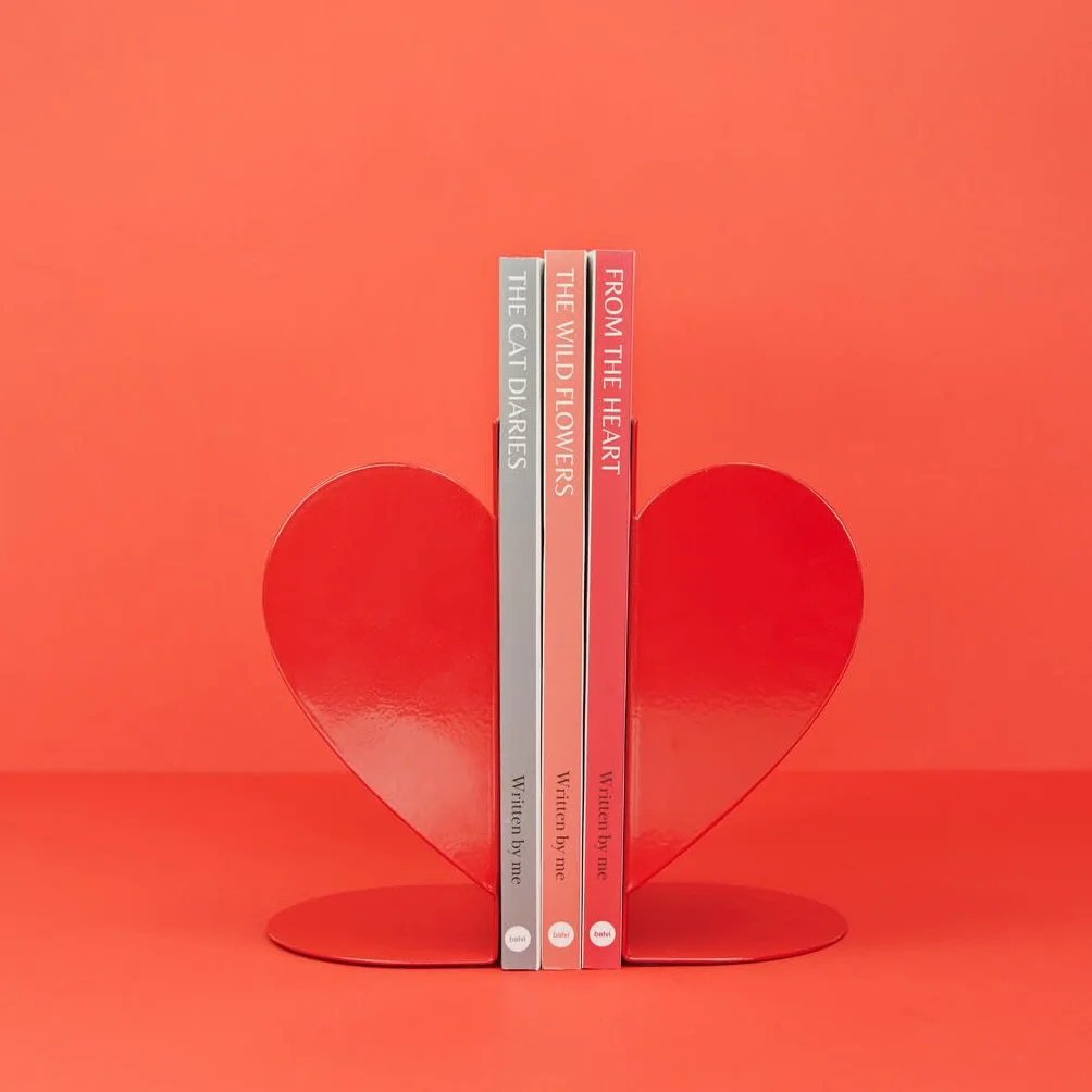 Balvi Serre-Livres Double en Forme de Cœur Métal Rouge Love