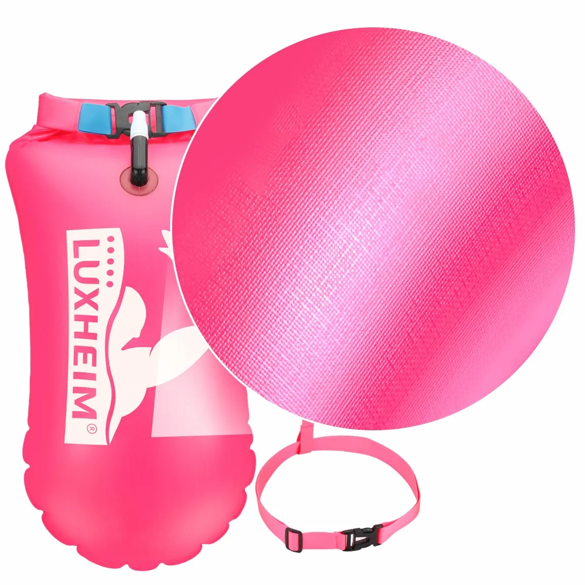 Lot de 2 bouées de natation pour la natation en eau libre - Bien visible - Sac étanche - Gonflable en PVC - Pour triathlon