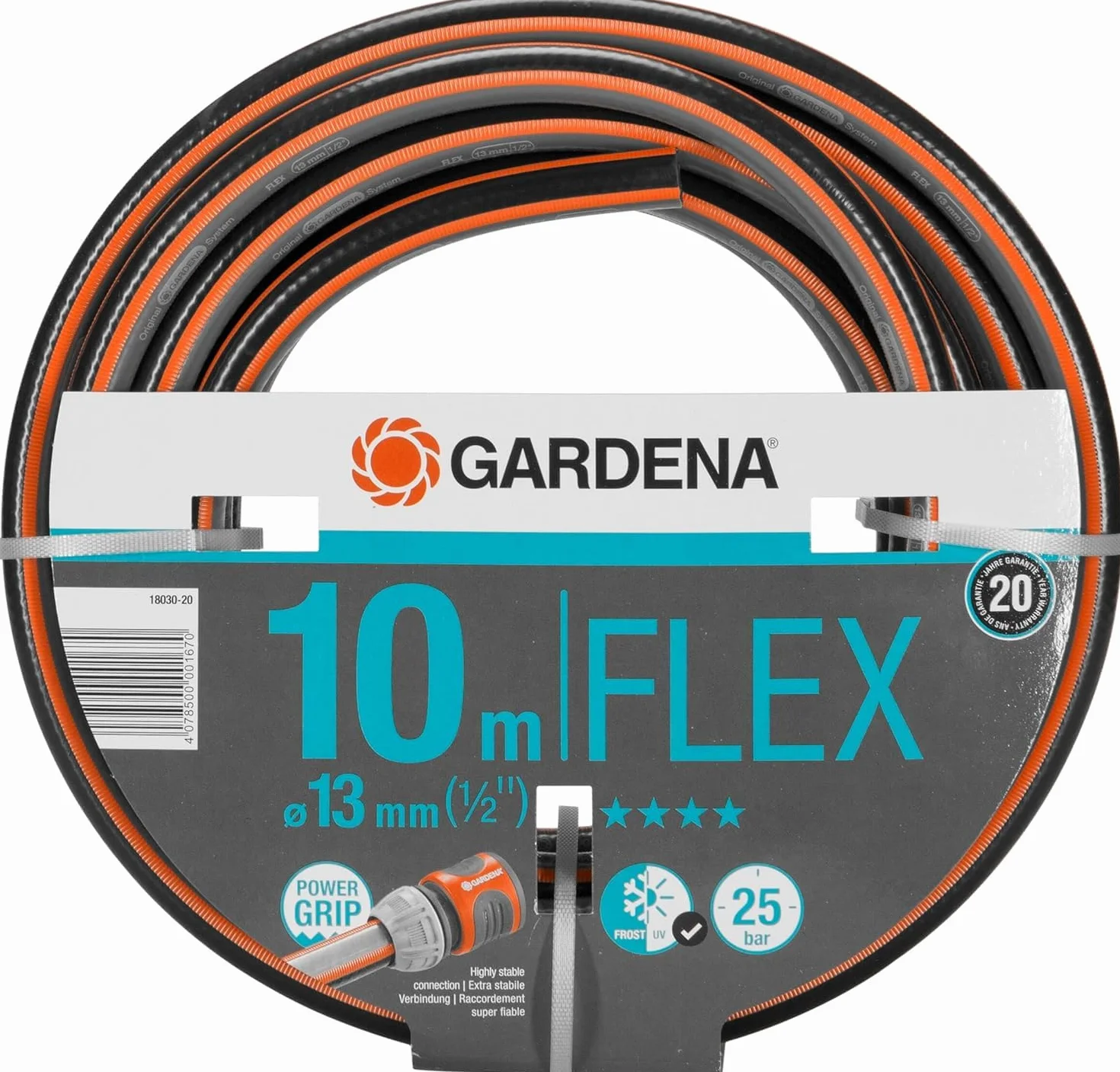 Gardena Tuyau de Comfort FLEX 13 mm (1/2 Pouce) 10 m tuyau jardin flexible pression d'éclatement 5 bars (18030-20)