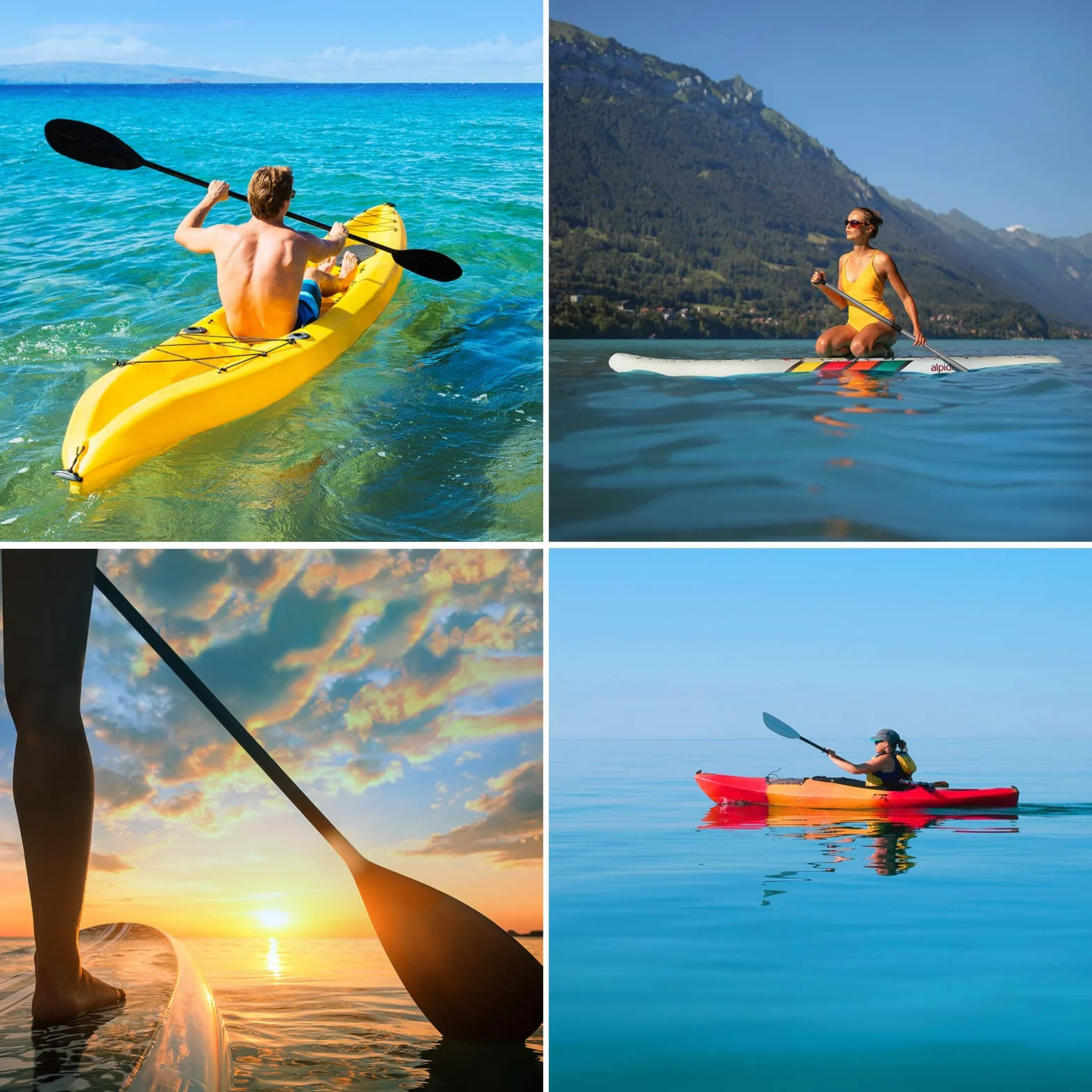 ALPIDEX 2 in 1 Pagaies Canoe Tavola Sup Réglable 160-207 cm Aluminium Pagaie Planche Gonflable Canoë Kayak Double Pagaie Paddle