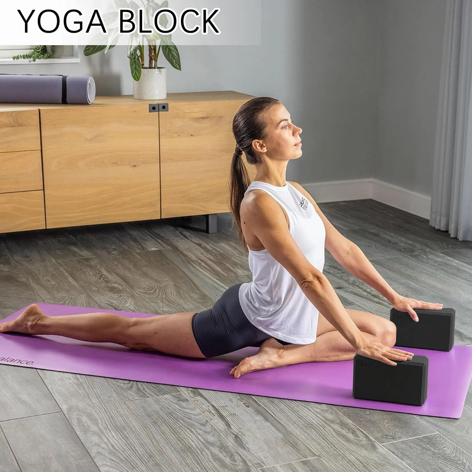 2 blocs de yoga, 23 x 15 x 7,5 cm, EVA pour femmes et hommes, noir