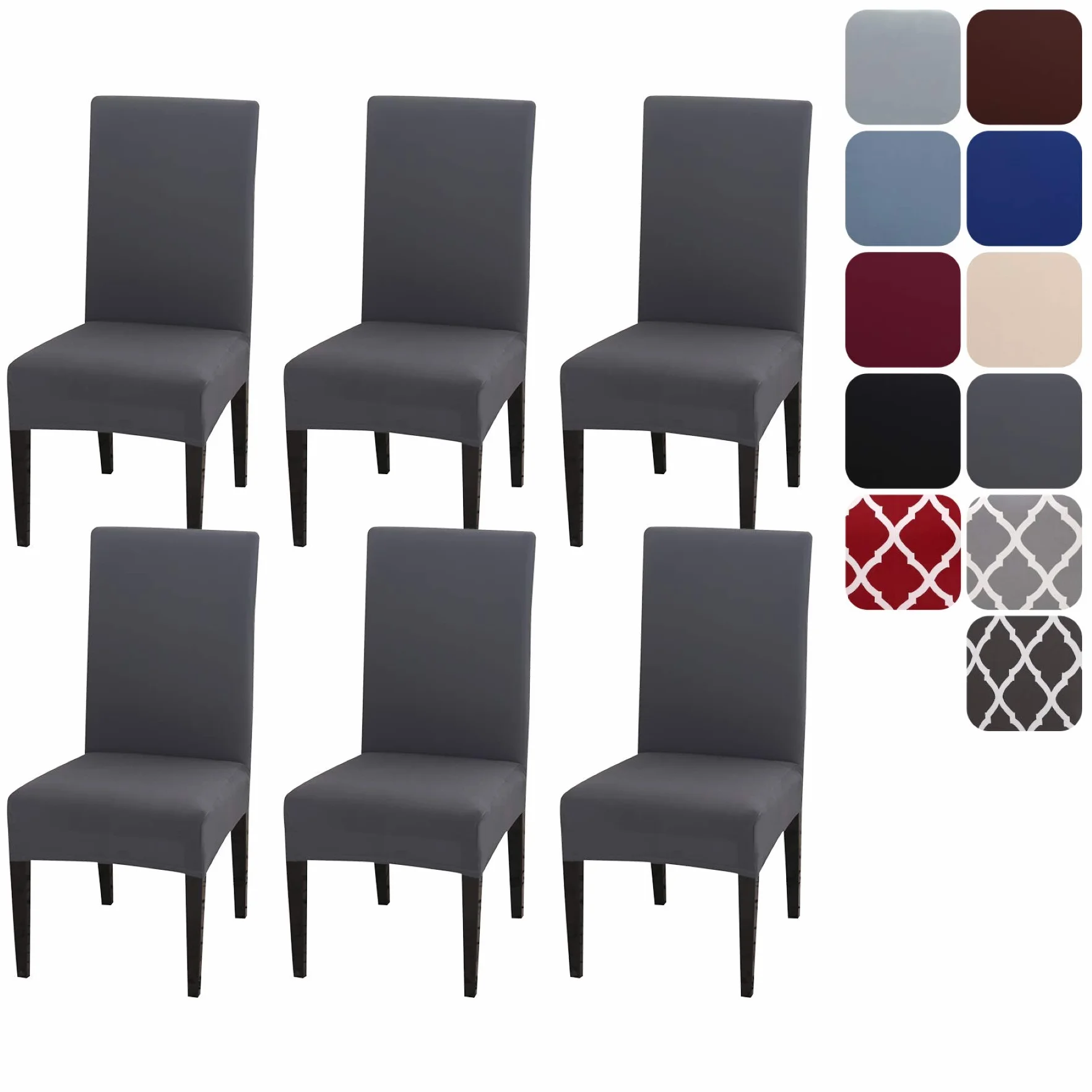 Housse de Chaise Extensible Lot de 4 ou 6, Protecteur Universel Amovible Lavable Moderne pour Salle à Manger Maison