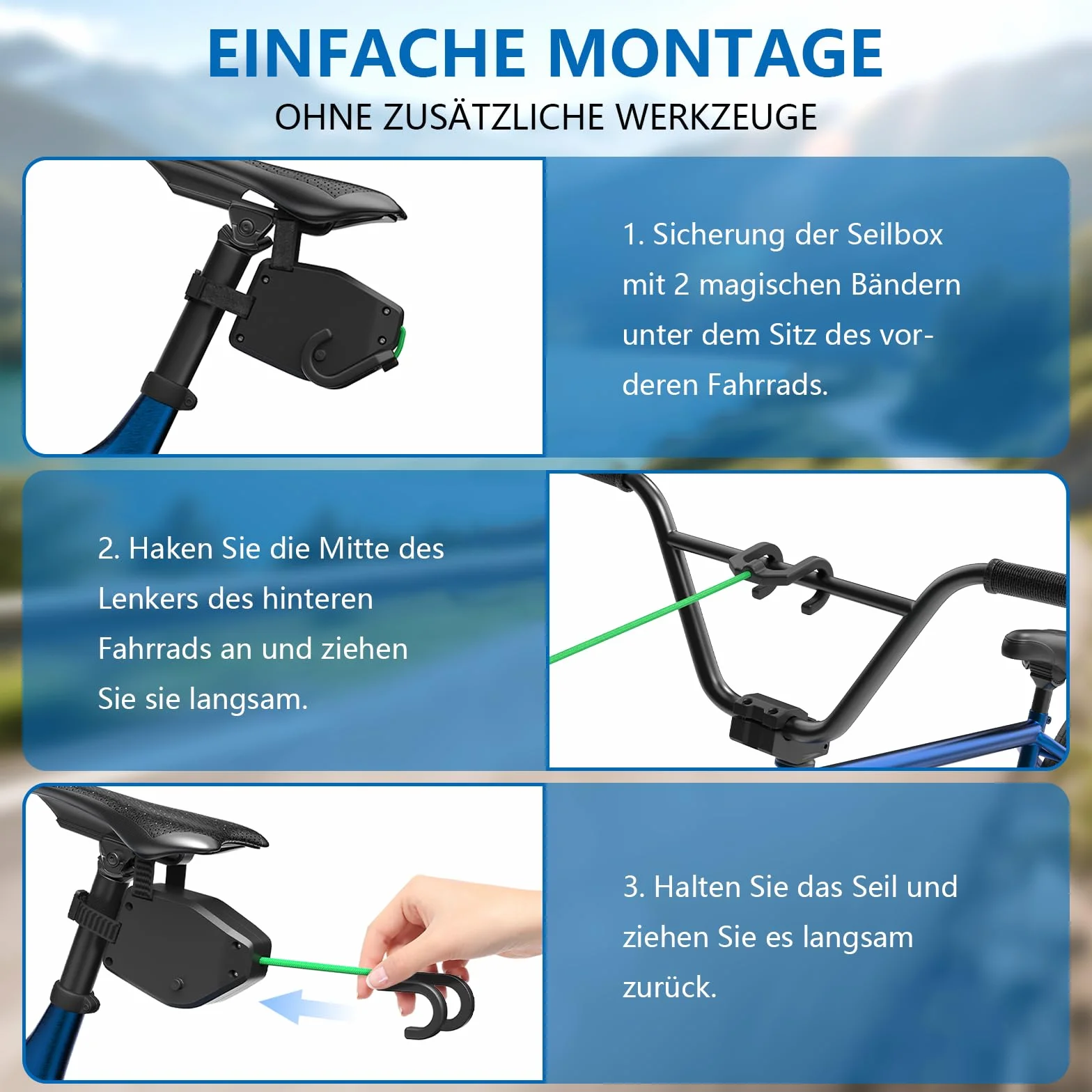 FIVAVA Corde de Remorquage de Vélo Rétractable, Barre Traction Velo Enfant