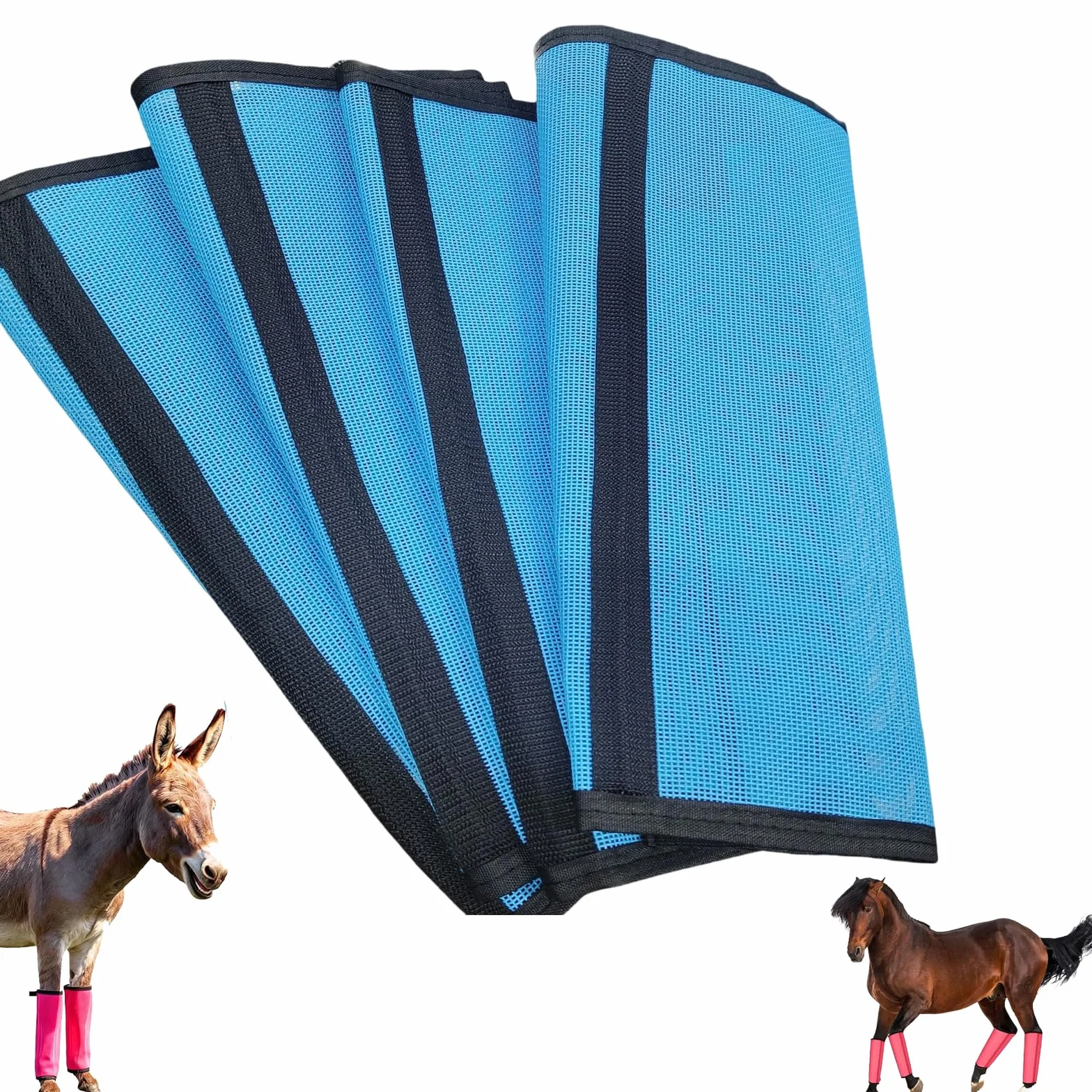 Bottes Anti-Mouches pour Ânes Miniatures Lot De 4 Protection Intégrale Membres Antidérapantes Ajustables