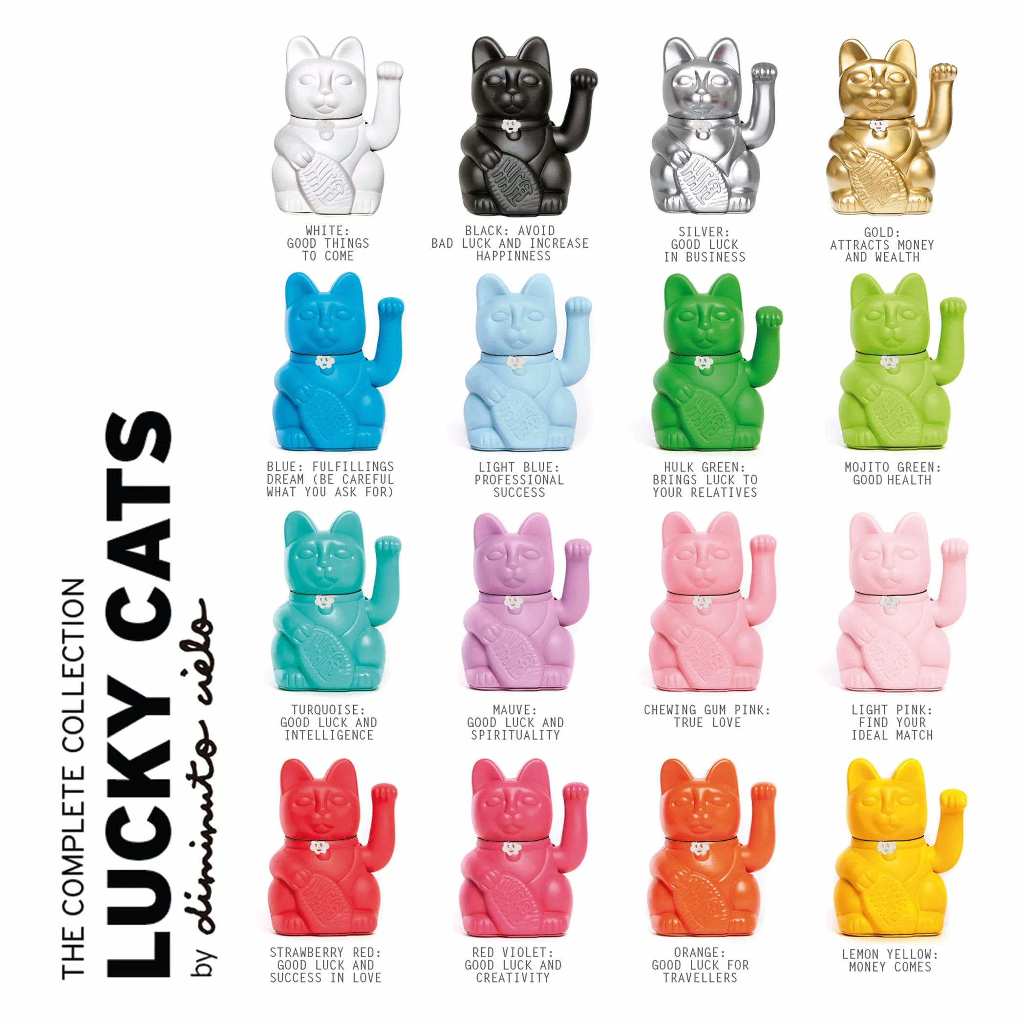 Maneki Neko Chat Porte-Bonheur Japonais Figurine Peinte à la Main Argent M (10x6x15 cm) Décoration Maison Bureau