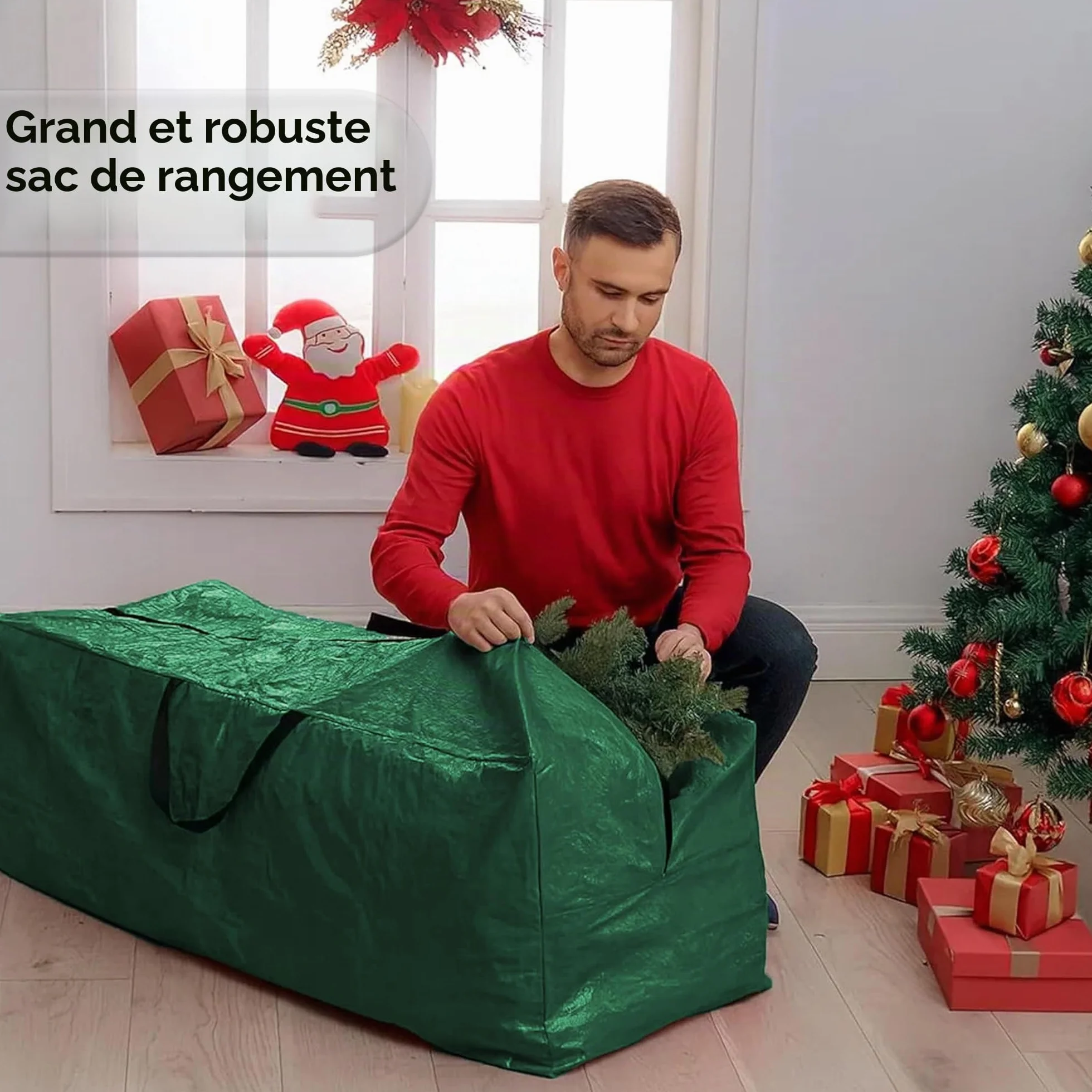 ARSUK Sac de rangement pour sapin de Noël 1,8 m 2,1 m extra large poignées renforcées double fermeture éclair