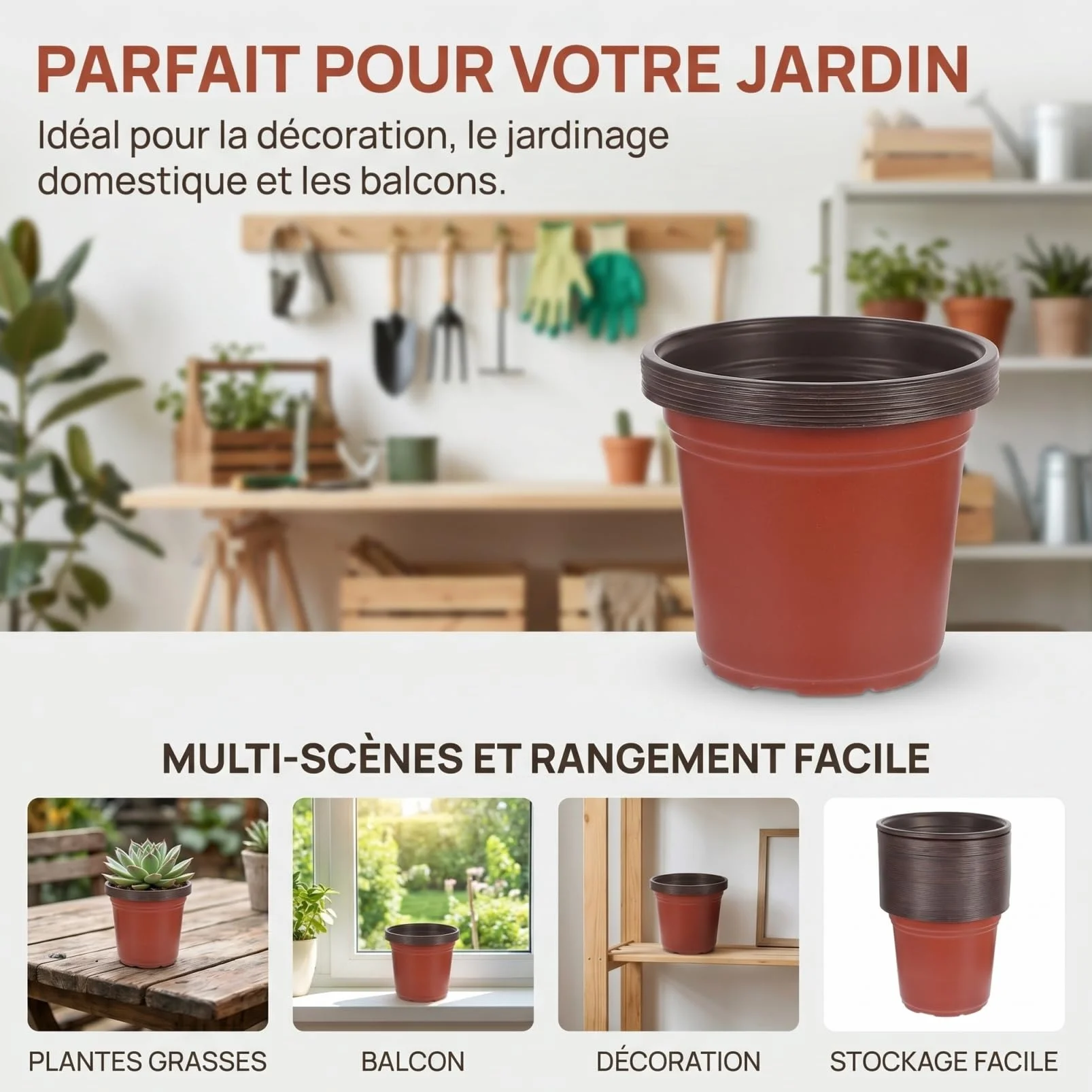 POPETPOP Lot 50 Pots Fleurs Plastique 12 cm Diamètre Trous Plantation Plantes Succulentes