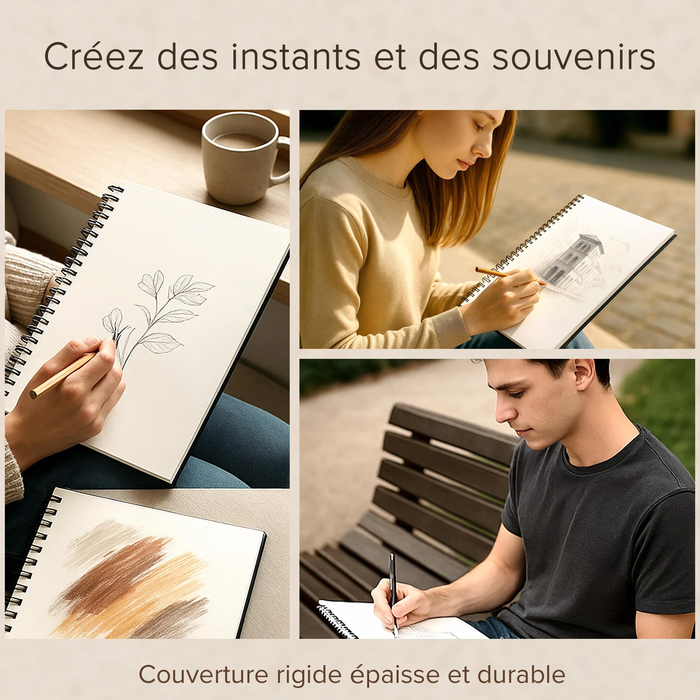 Carnet à Dessin Relié A4 200 GSM 21 x 29 cm 40 feuilles 80 Pages