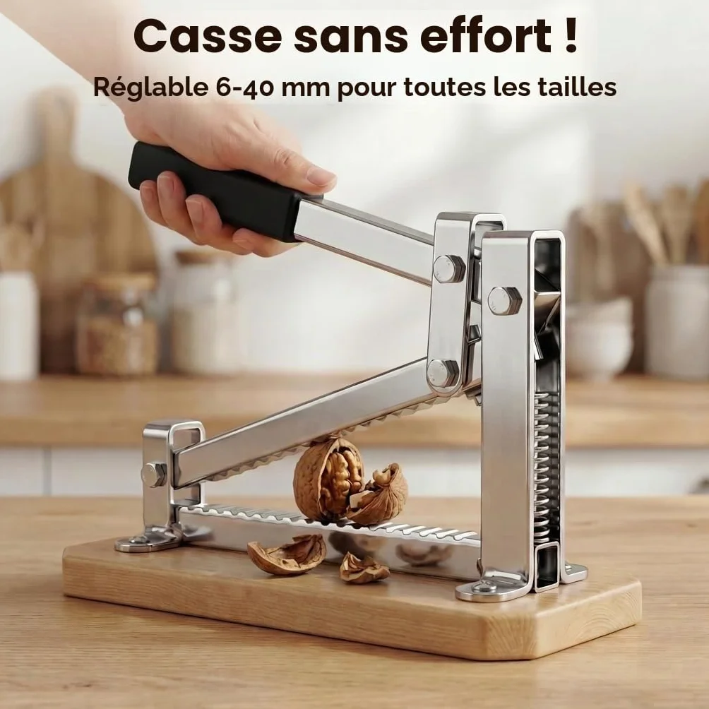 Pelamatic Casse-Noisette Manuel Fer Bois Ajustable Toutes Tailles Gris Marron